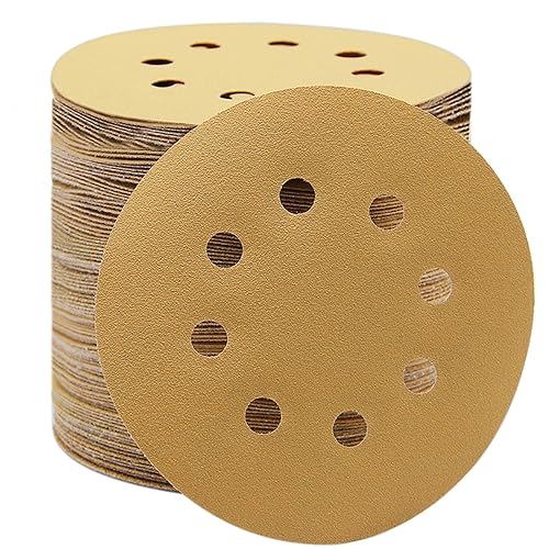 Miniatura 7 de 58-AP Gold - Gancho y bucle sin polvo de grano 400 de 5 pulgadas, 8 agujeros, 100 unidades