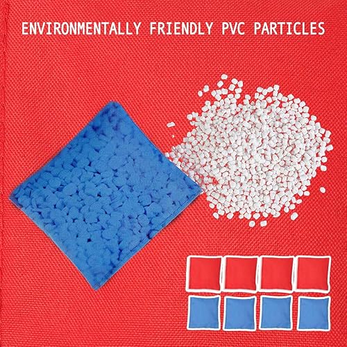 Miniatura 5 de Juegos de cornhole para patio trasero, portátil, plegable, con 8 bolsas de frijoles, bolsa de transporte ligera y 8 estacas, fácil de llevar a