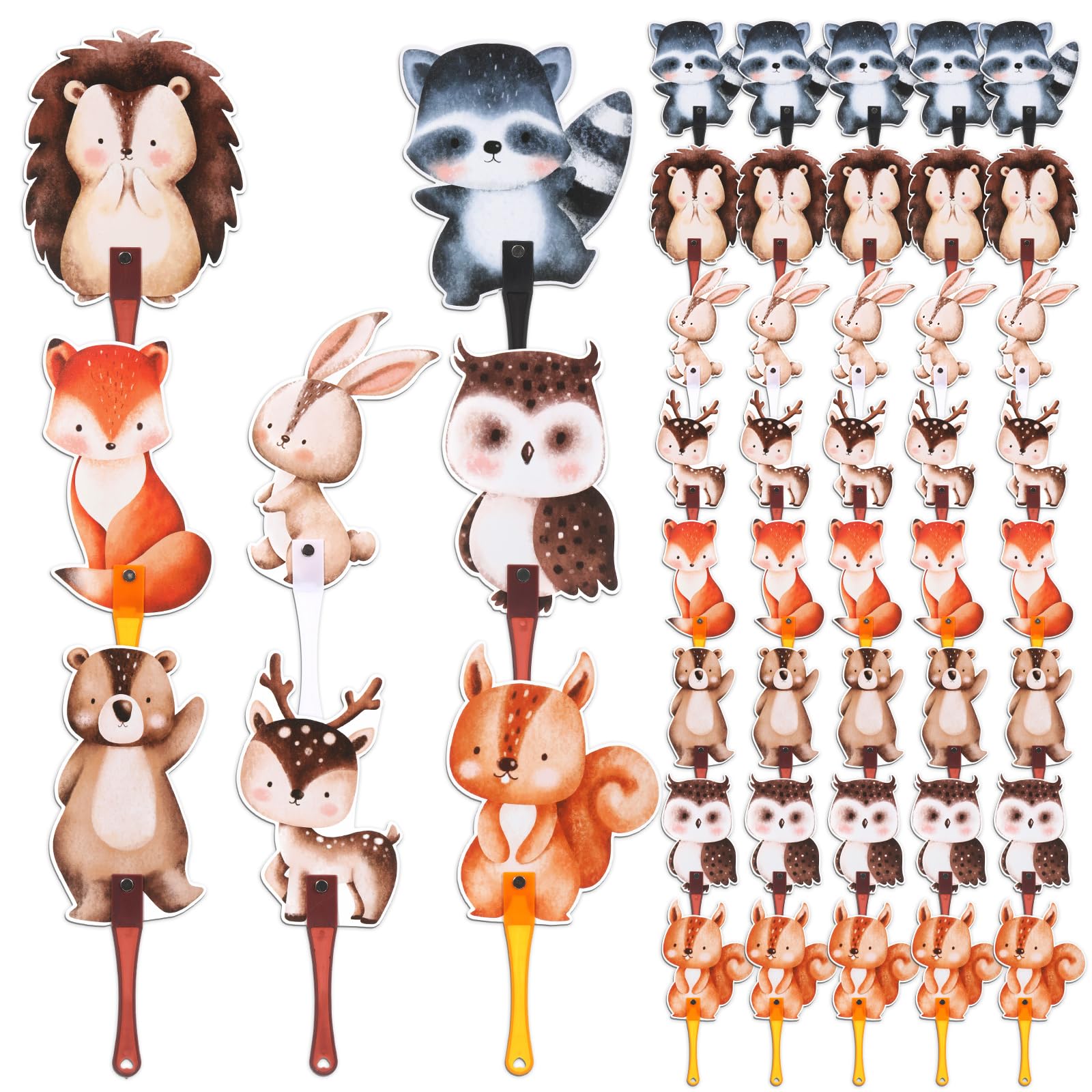 Geelin 50 Pcs Baby Shower Favors for Guests Fans Party Supplies Hand Plastic Handheld Fans Baby Shower Party Decor for Gender Reveal Gifts (Forest)