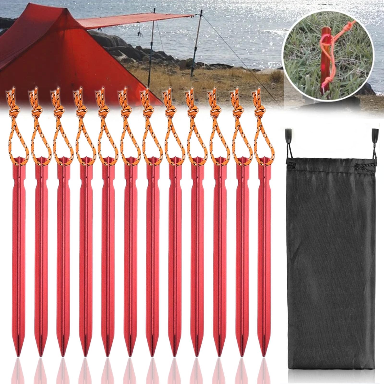 Piquets De Tente 12Pcs Sardines De Fixation Sardines Camping En piquets-de-tente-12pcs-sardines-de-fixation-sardines-camping-en