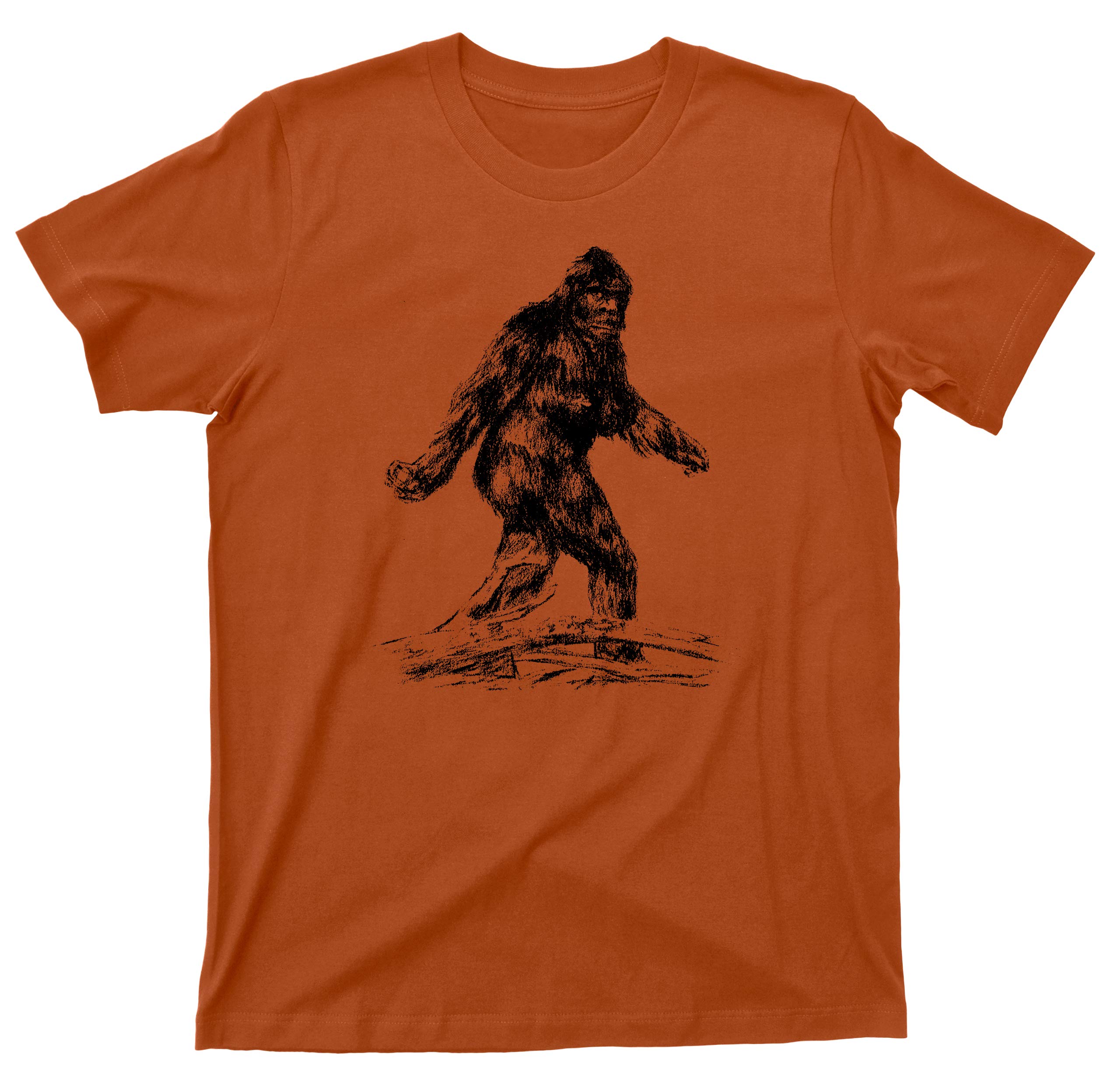 Bigfoot T Shirt Sasquatch Yeti Cryptids Tee (L, Texas Orange)