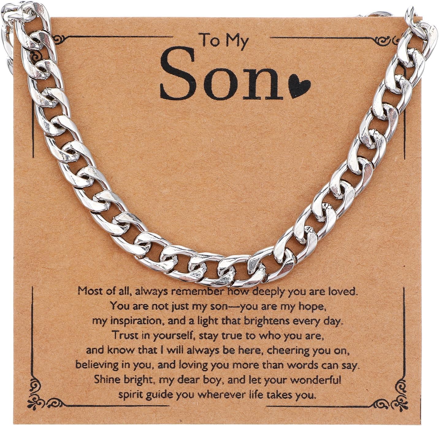 Men's Cuban Chain Necklace, Silver Cuban Chain Jewelry Gifts for Dad Son Husband Boyfriend, Birthday Christmas Graduation Present To My Son Necklace