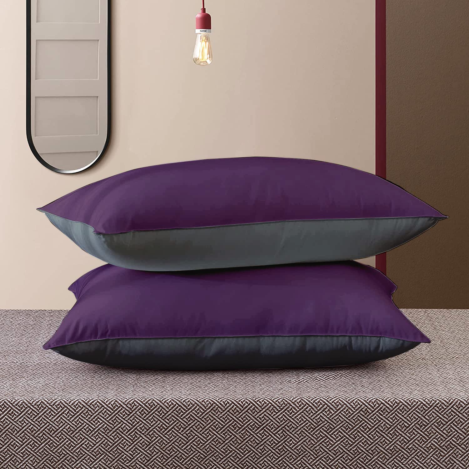 Cloth Fusion Microfiber Bed Pillow Set of 2 Soft Pillows for Sleeping (16x24 Inches, Magenta-Grey) (B0BWJ9DHG5) Amazon Price History, Amazon Price Tracker