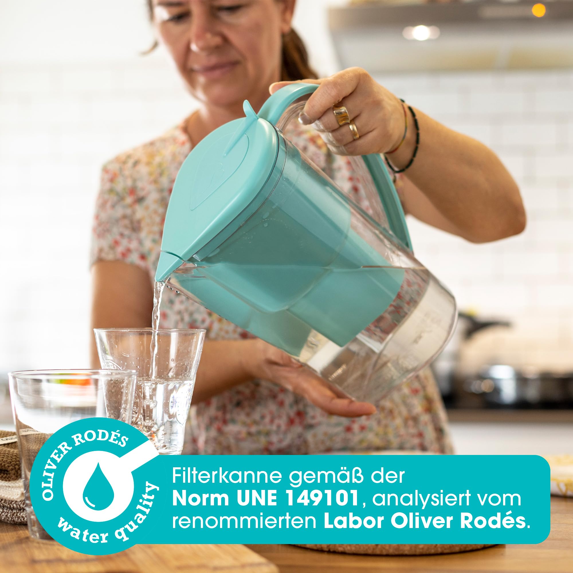 Wasserfilter Filtersystem Trinkwasser Kanne für Leitungswasser mit Zeolith Klinoptilolith Filter Gibt Magnesium Ab pH 9 1.4L Entfernt Kalk Chlor Metalle Ohne BPA Water Filter Jug ALKANATUR