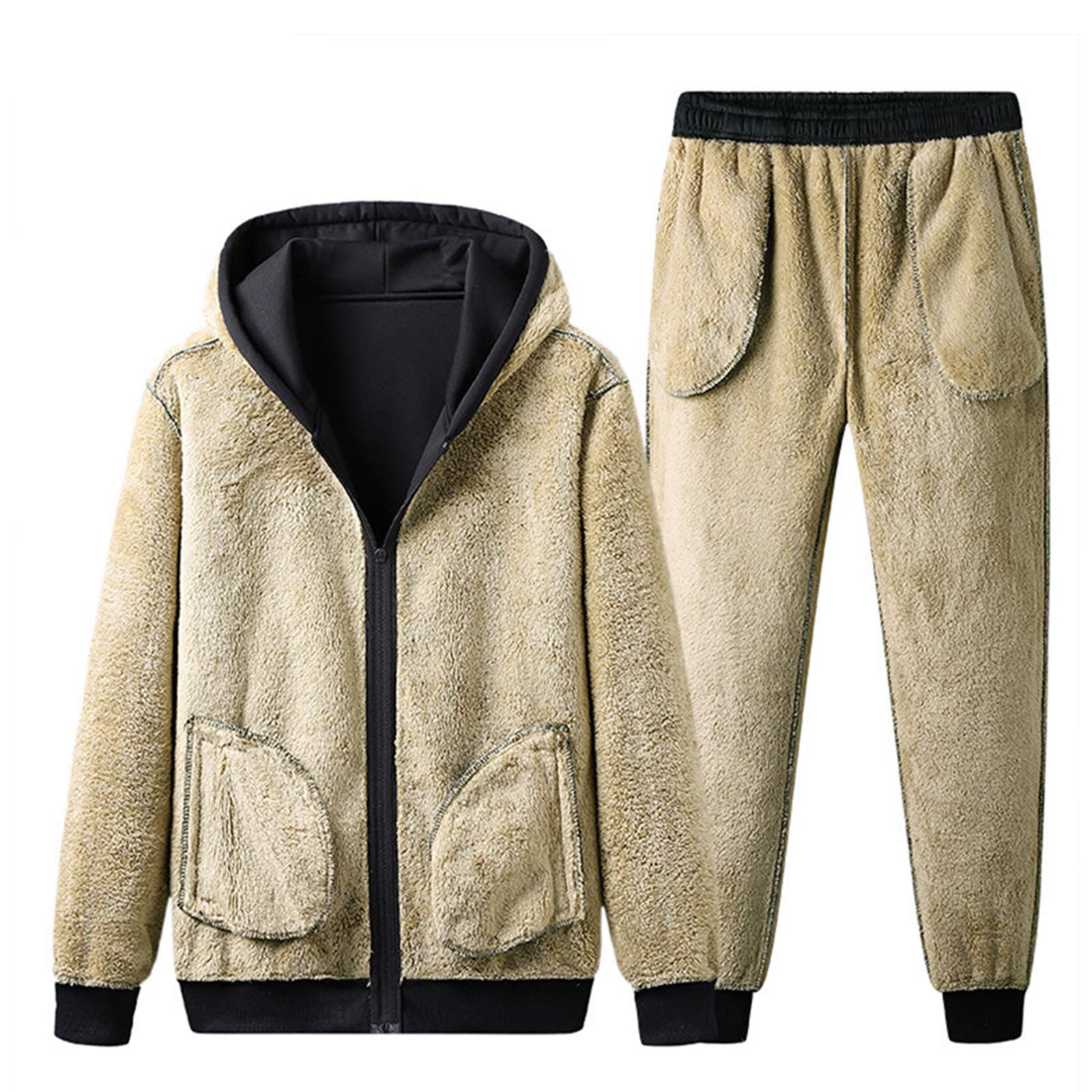 Herren Übergröße 2 Stück/ 3 Stück Winter Sherpa Fleece Trainingsanzug Jogginganzug Sportanzug (S-6XL)