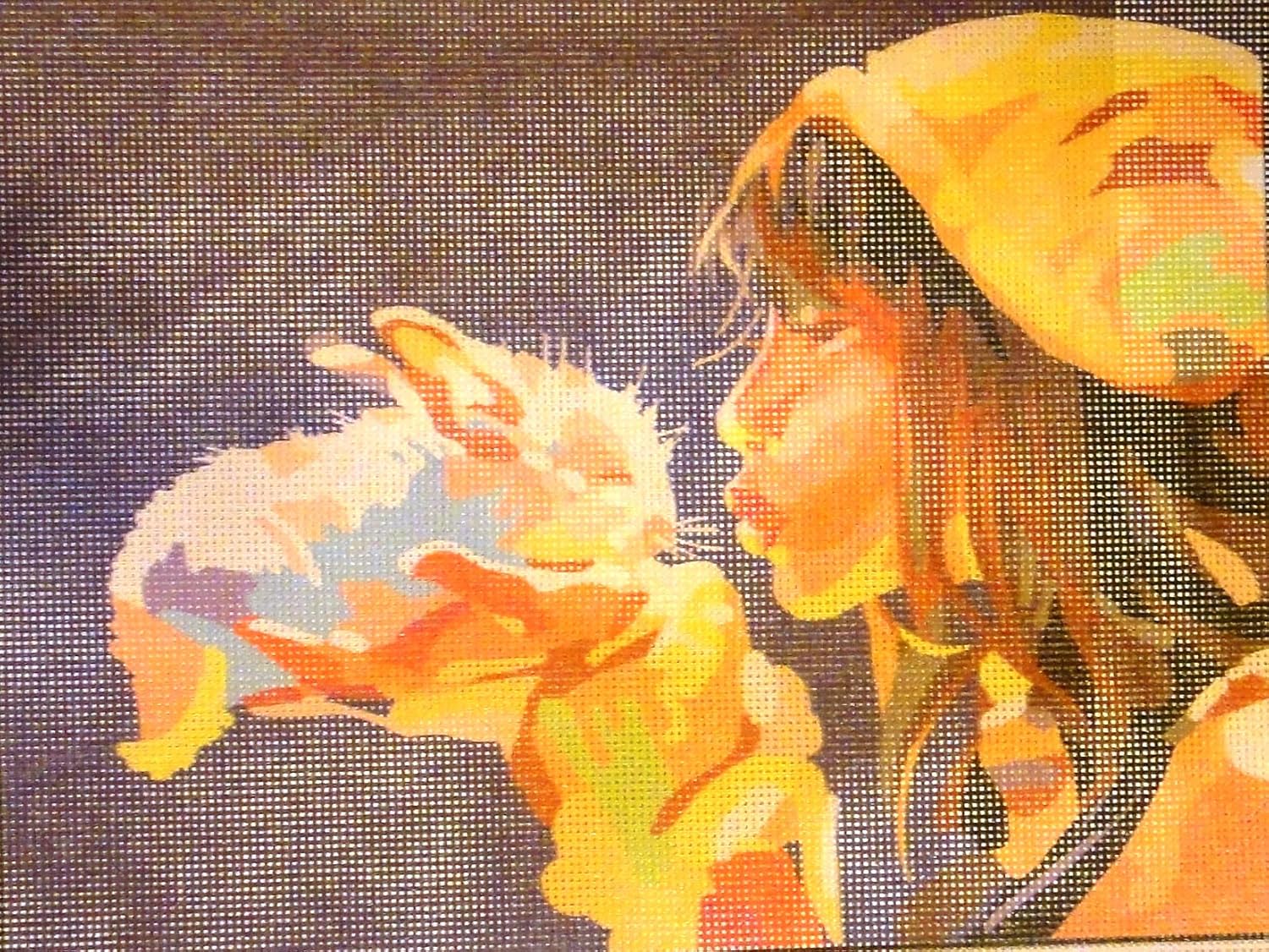 Collection D'Art Printed Canvas for Cross Stitch Tapestry Embroidery Gobelin Needlepoint (Kiss 10478)