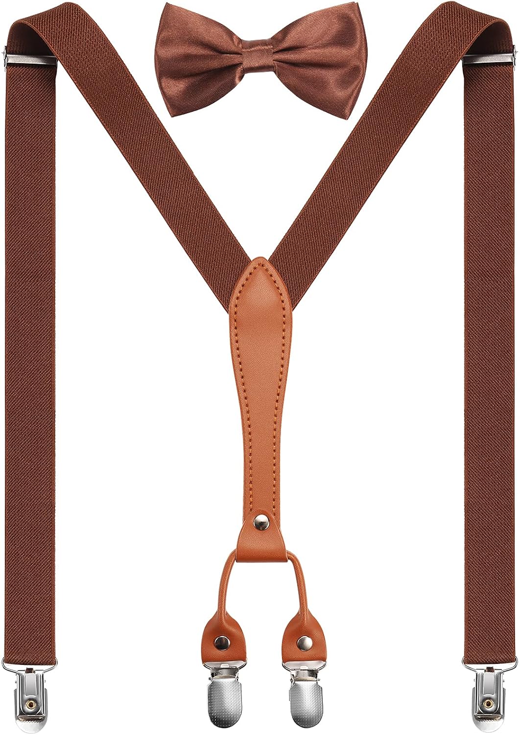 JASLEEN Child Suspender Bow Tie Set Adjustable Elastic Suspenders And Bowtie Gift Set Solid Color for Dance Birthday Wedding