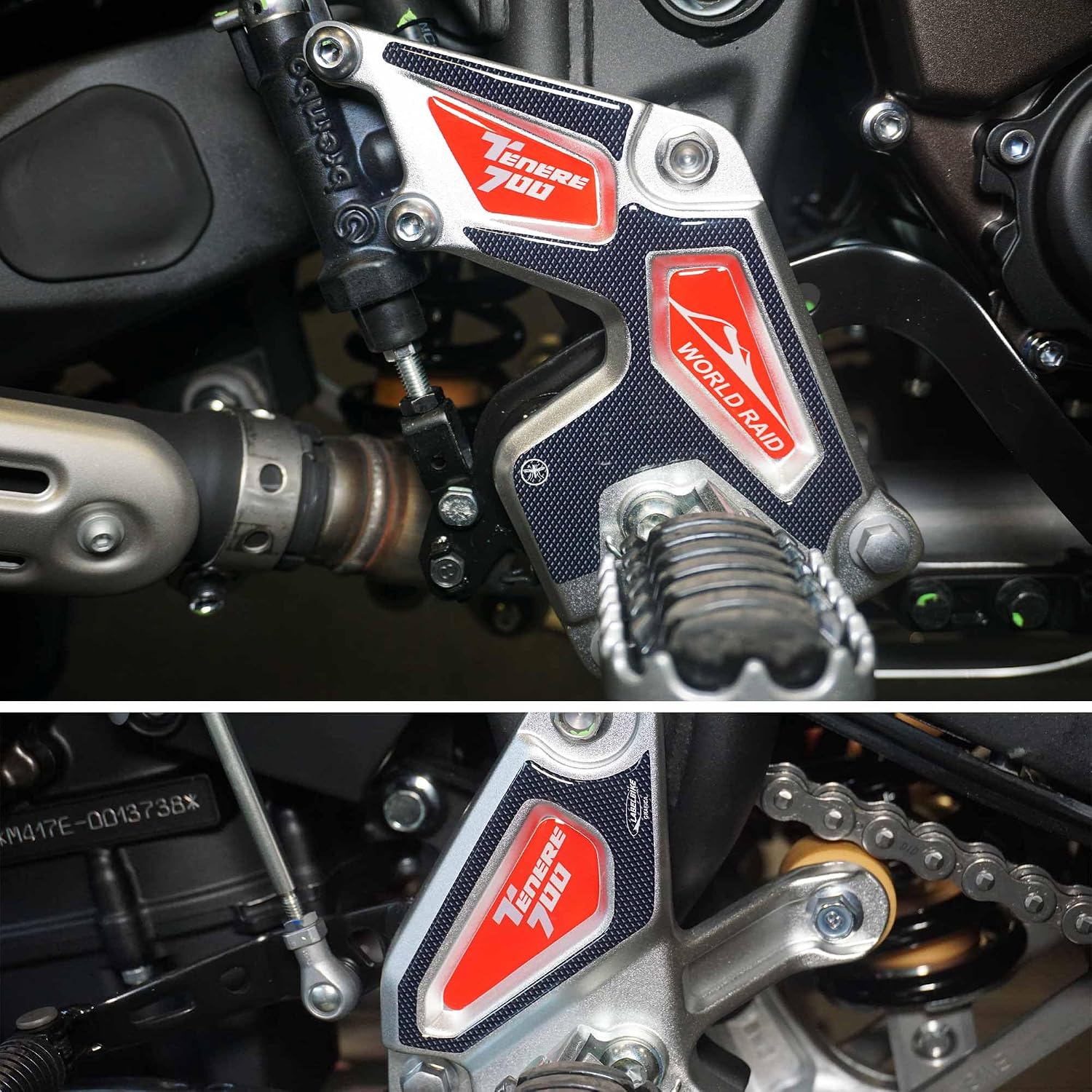 labelbike - 3D Stickers Motorcycle Door Sill Protection and Decoration in Resin Compatible with Yamaha Hold 700 Red
