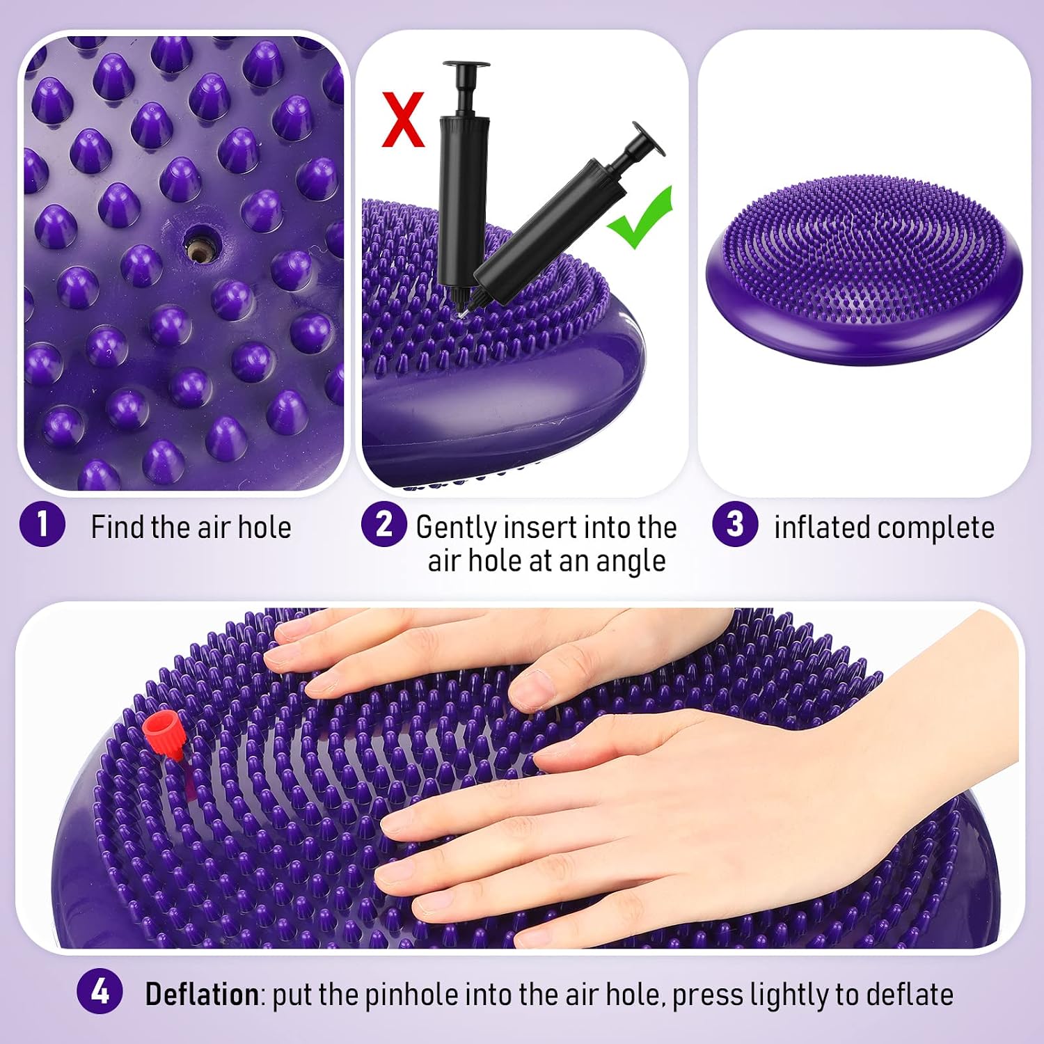 Leitee 3 Pcs Inflated Wobble Cushion Exercise Wiggle Seat for Sensory Flexible Seating Wobble Board Balance Disc Sensory Wiggle Seat Pad for Office Chair with Air Pump