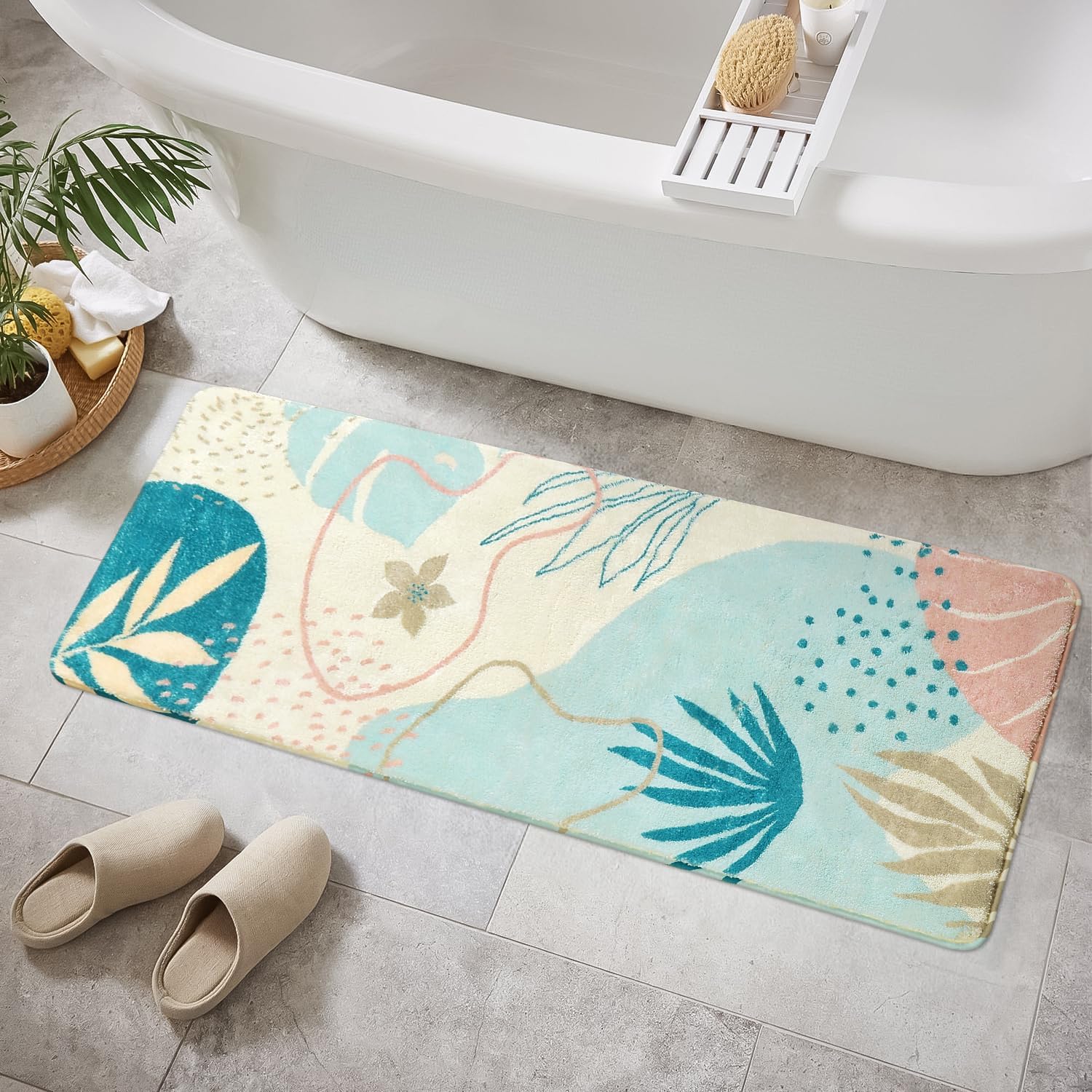 Amazon.com: Uphome Bathroom Rug Runner, Modern Abstract Fluid Long Bath ...