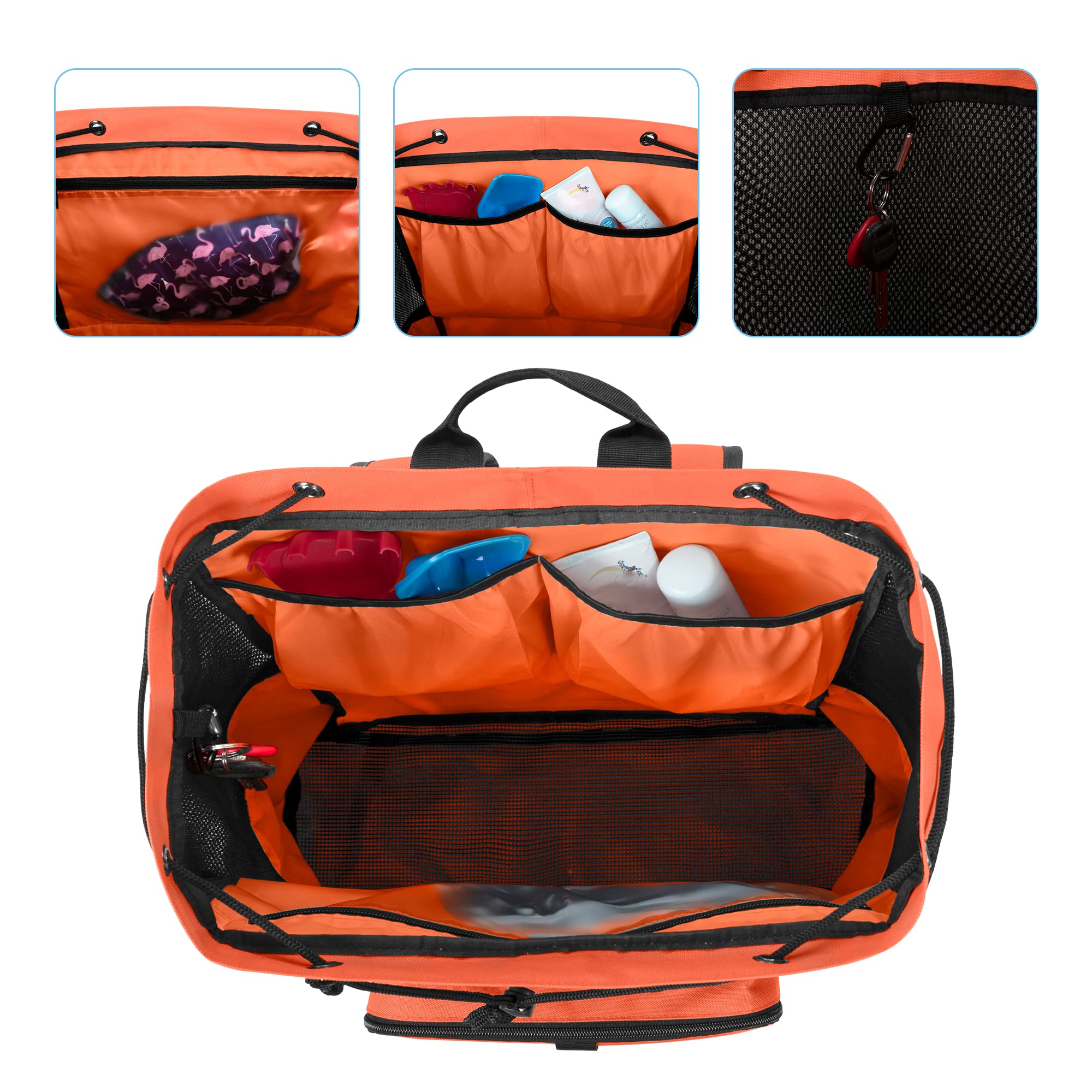 Fasrom Sac à dos de plage avec fond zippé, Grand Sac de Plage pour Voyage and Sport