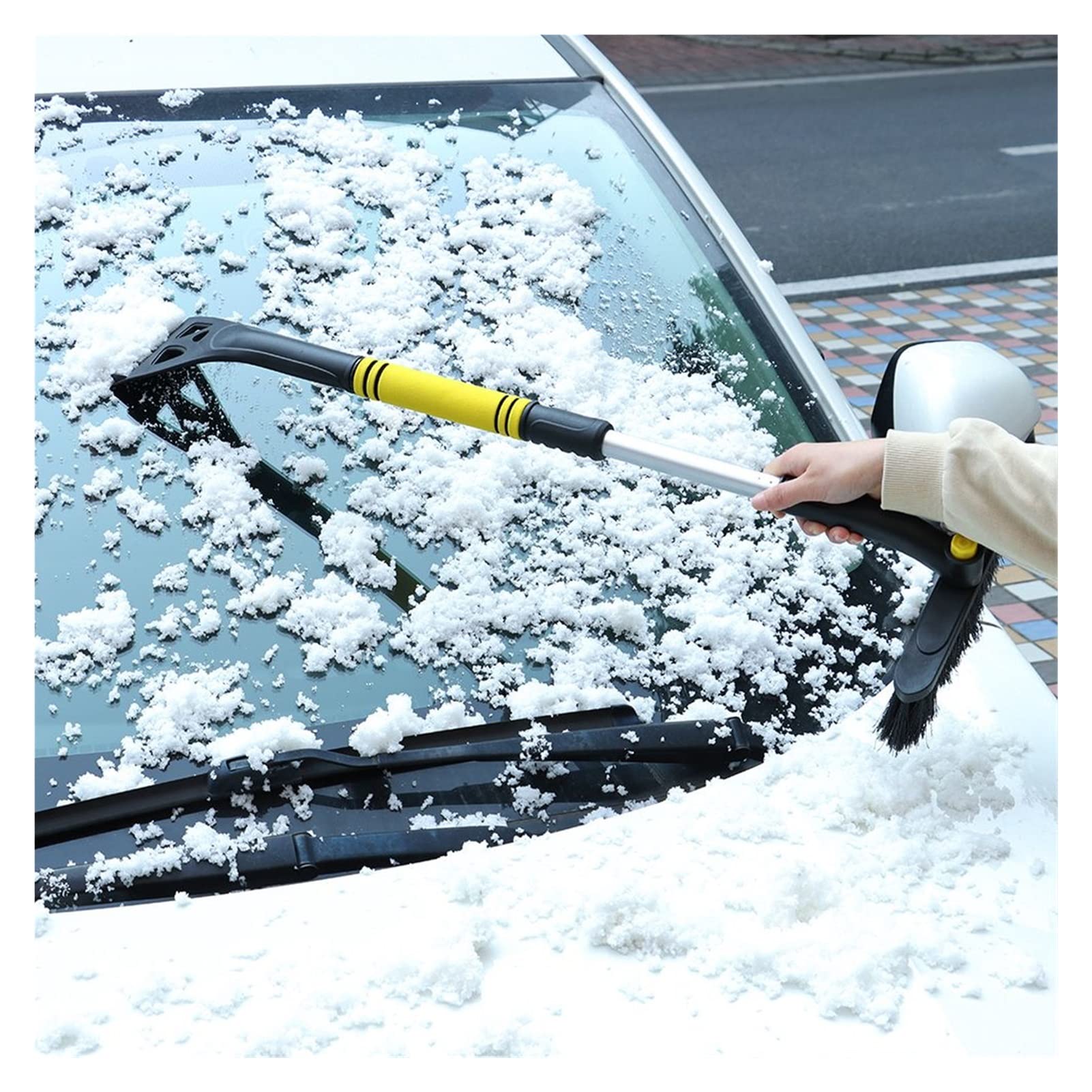 Brosse à Neige pour Pare-Brise, Brosse à Neige, grattoir à Glace pour Pare-Brise de Voiture, Brosse à Neige Extensible avec poignée en Mousse Compatible avec Camion SUV Windows Wehicle