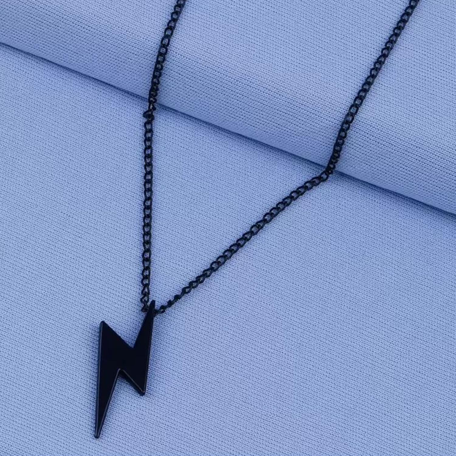 Gunmetal Plated Zig Zag Pendant Necklace for Men