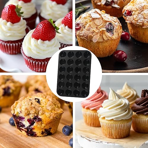 Miniatura 7 de Molde de silicona para magdalenas de 24 tazas, antiadherente, molde para magdalenas, molde para hornear magdalenas, bandeja para magdalenas de
