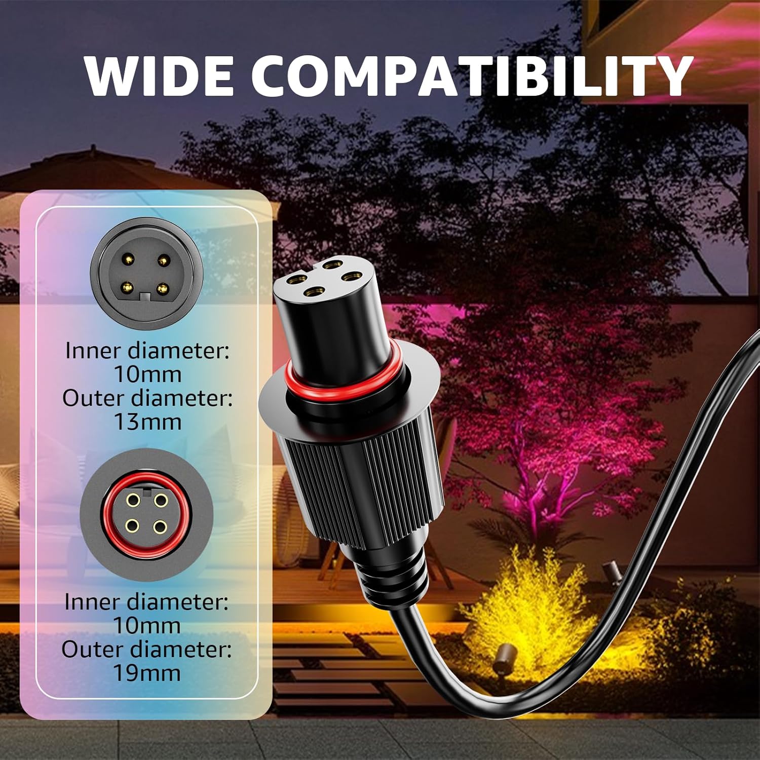 10FT Extension Cable for Govee Outdoor Flood Lights and Spot Lights IP67 Waterproof 4-Pin Extension Cord Compatible with Govee H7057 H7058 H7067 H7068 H7069 H7094 H7093 H7060 H7062 (10ft)