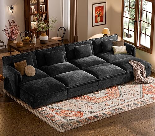 Miniatura 24 de ELUCHANG Sofá modular en forma de U de 153 pulgadas con almohada, sofá de asiento profundo para sala de estar, sofá moderno de 6 asientos con