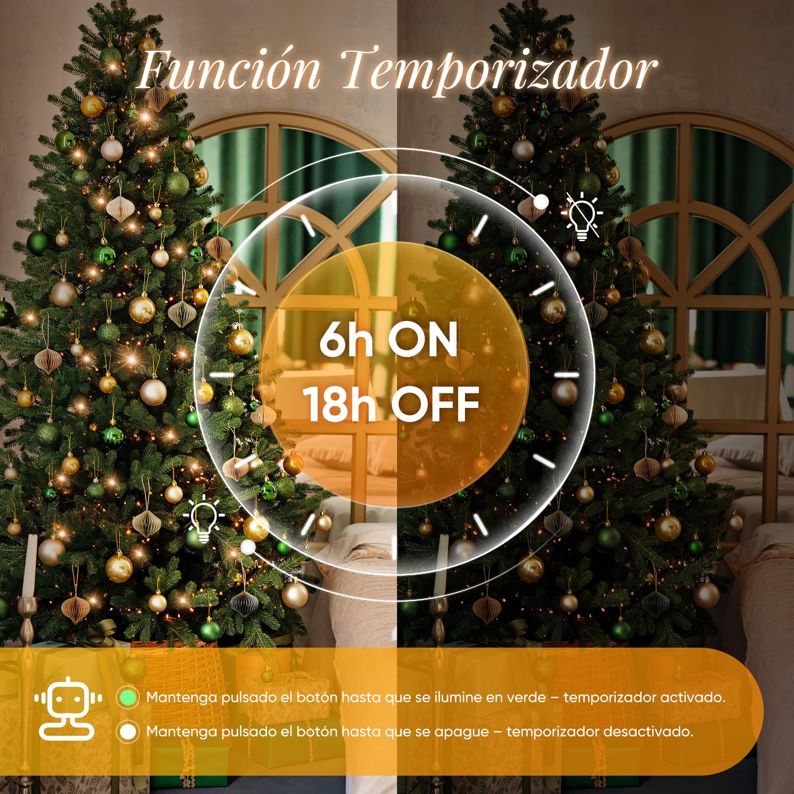 SALCAR Cadena de luces LED en racimo para árbol de Navidad, 20m con 800 LEDs, iluminación de árbol de Navidad con 8 modos, temporizador y memoria, resistente al agua, para exteriores e interiores