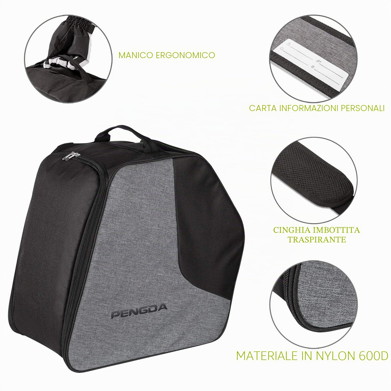 PENGDA Borsa per scarponi da sci extra large con scomparto per casco per giacca, casco, occhiali di protezione, guanti
