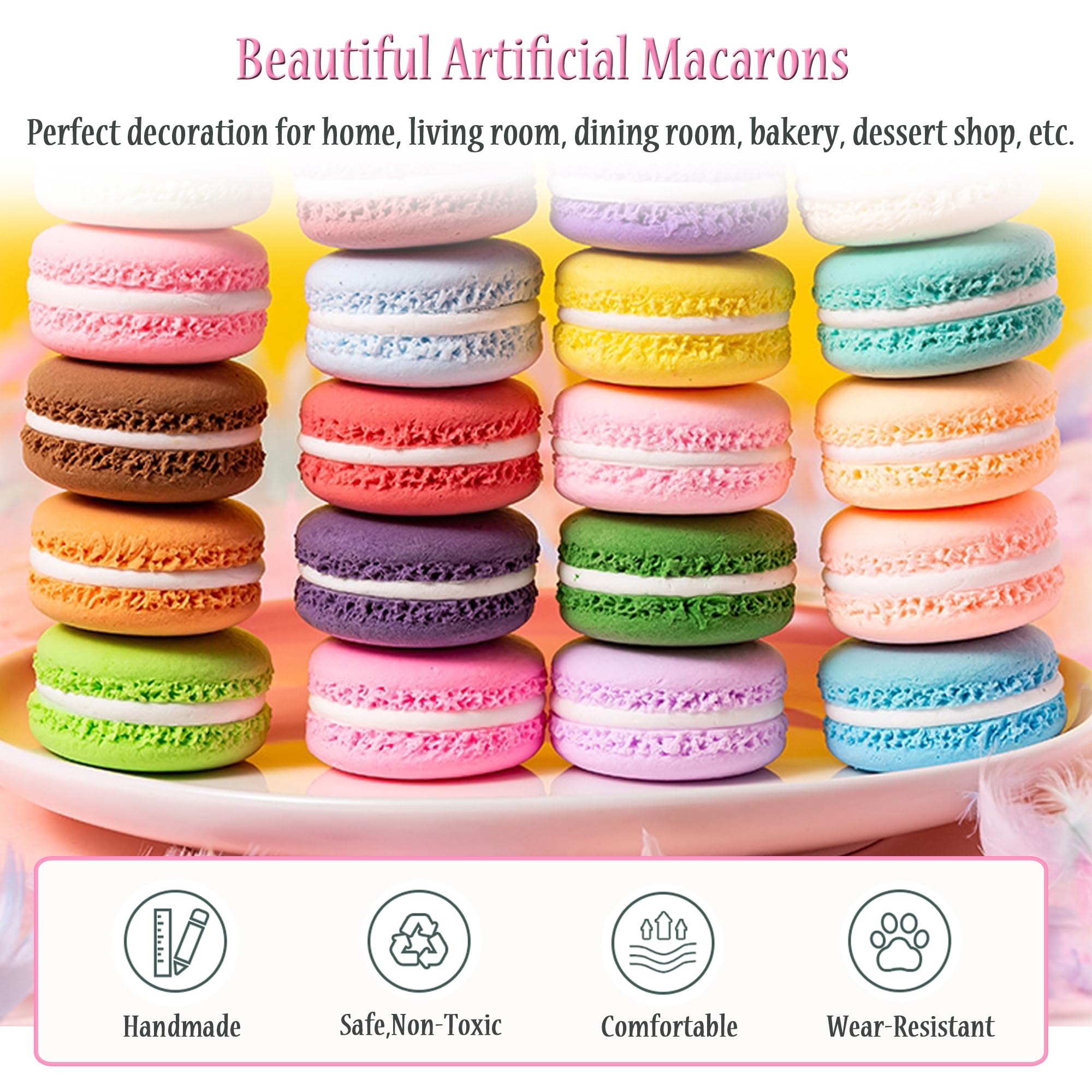 Faux Macaron Artificiel 6 Pièces 5x5x2.5cm Simulation Nourriture Accessoires Photographie