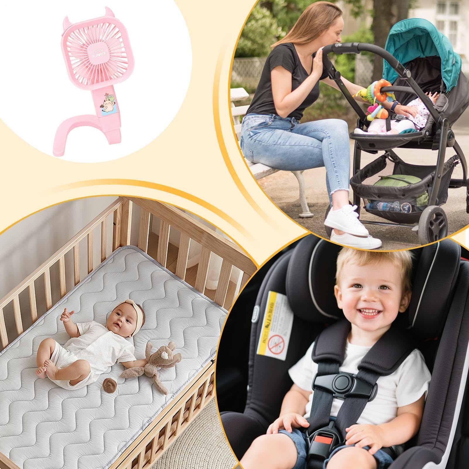 Ventilatore Portatile per Passeggini Dispositivo Raffreddante Pieghevole in | Ventilatore per Seggiolino Auto Bambino Per Seggiolini Auto Biciclette Monopattini