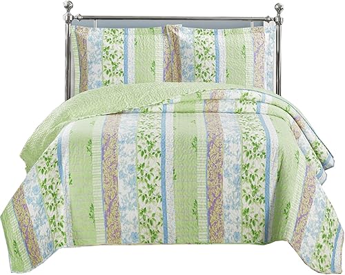 Miniatura 5 de sheetsnthings Juego de edredón de 3 piezas de tamaño matrimonial o Queen a cuadros, tamaño matrimonialqueen, 92 x 96 pulgadas, colcha de microfibra