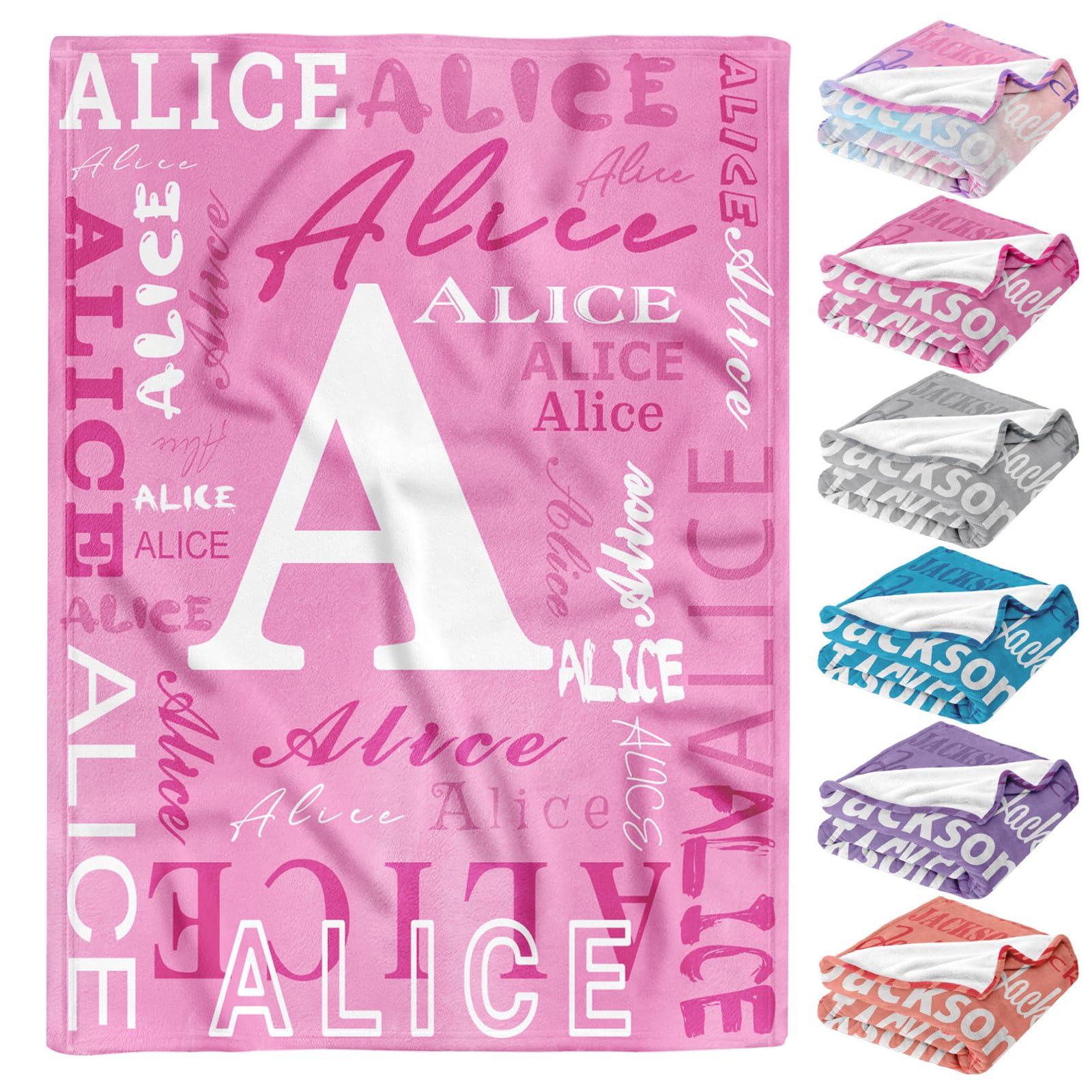 Novgarden Ships Next Day-Personalized Blankets for Kids, Custom Name Blanket with Intial for Teen Girls/Boys, Flannel Throw Monogram Blanket Easter