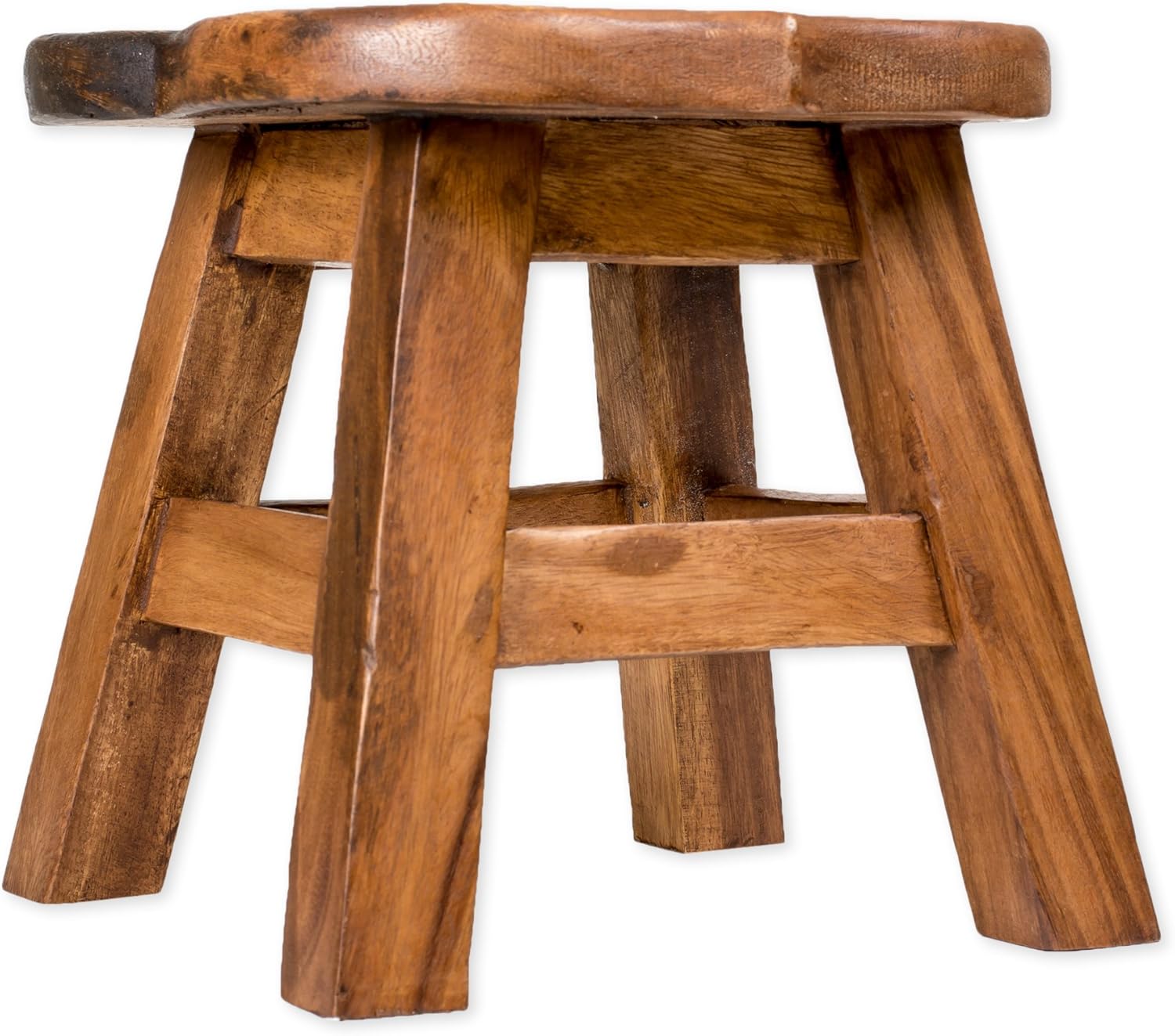 Sea Island Imports Acorn Design Hand Carved Acacia Hardwood Decorative Short Stool