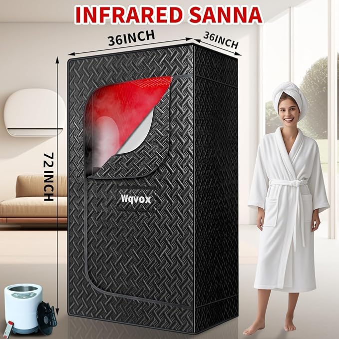 Sauna de vapor portátil personal equipada con silla plegable y control remoto negro miniatura 2