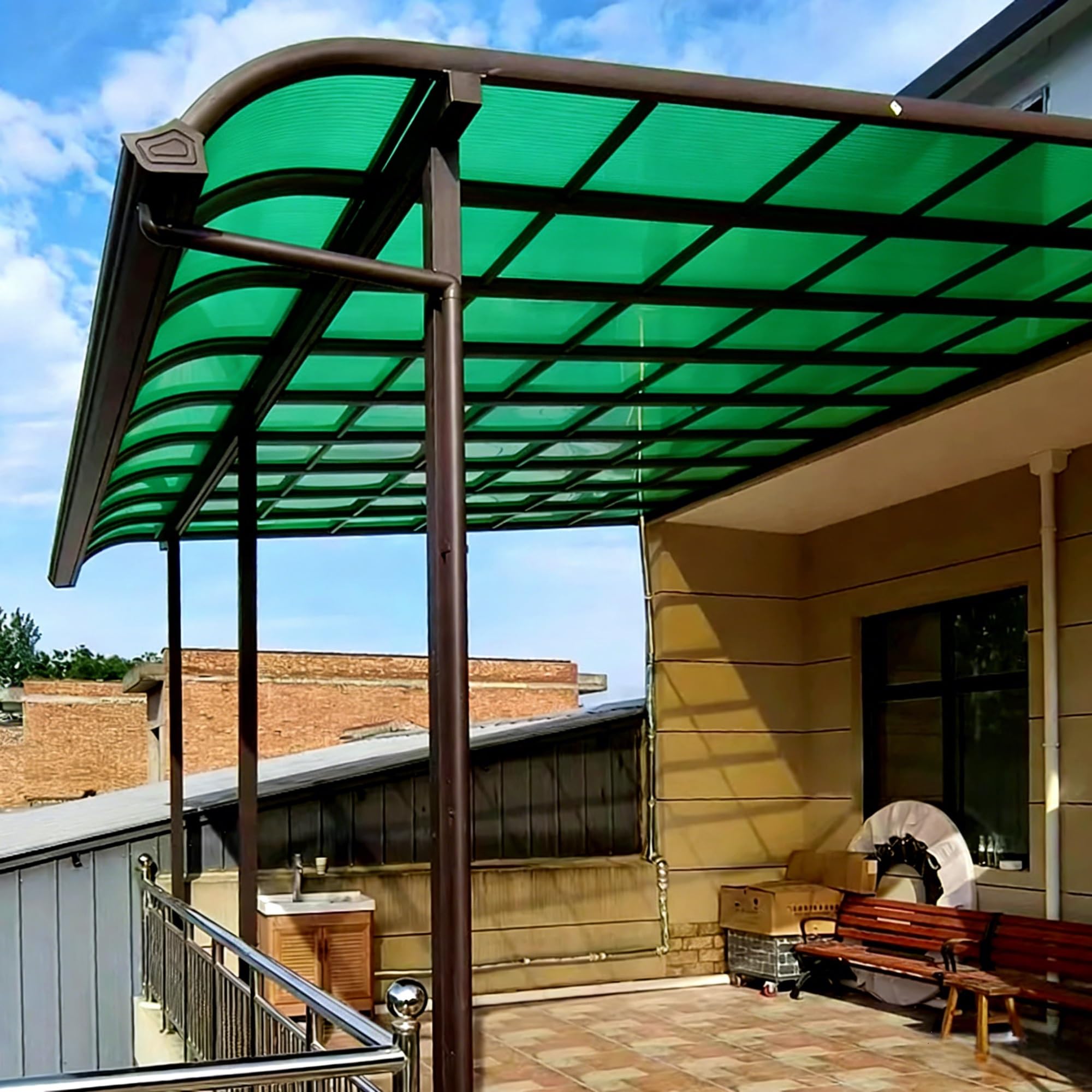Paneles de Techo de láminas de policarbonato Transparente, láminas de policarbonato para techos, Resistentes y no se deforman fácilmente, para techos, cocheras, marquesinas(Green,80x300cm)