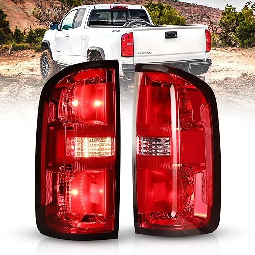 AUTOWIKI Luz trasera para Chevy Colorado 2015-2022, lente roja, luces traseras estilo OEM, repuesto para 15-22, Colorado, 1 par