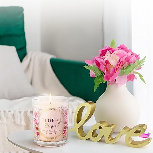Miniatura 3 de Rose Candle Velas perfumadas de lujo Aroma de ramo floral relajante 10% esencia de rosa para un aroma duradero Vela de soja 100% con mecha de
