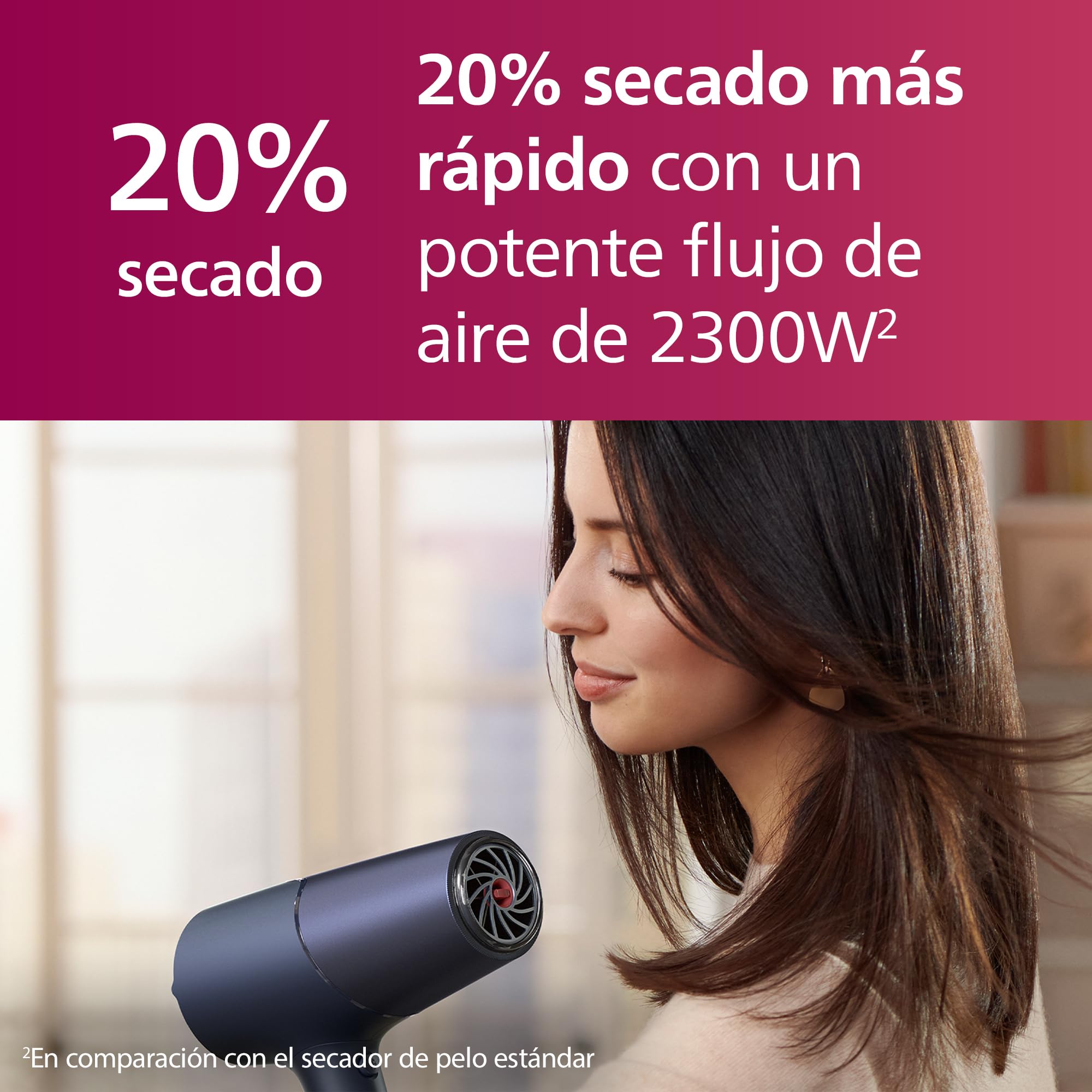 Philips Secador de Pelo Serie 5000, 2300w, con Tecnología ThermoShield, Boquilla UltraEstrecha, Boquilla Estrecha y Disfusor, BHD510/20, Negro