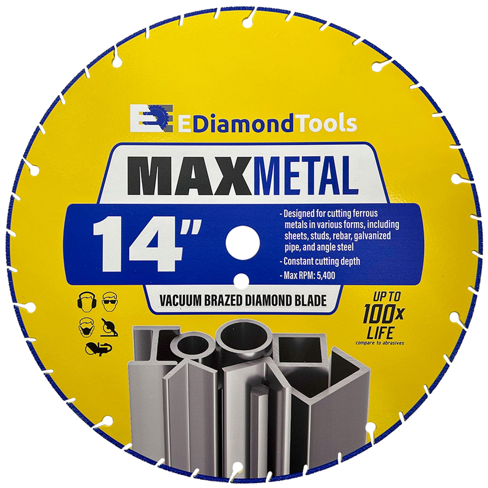 14" Diamond Cut Off Wheel for Handheld Saws, Metal Cutting Blade for Rebar, Steel, Iron, Copper, 1" Arbor, 1 PC