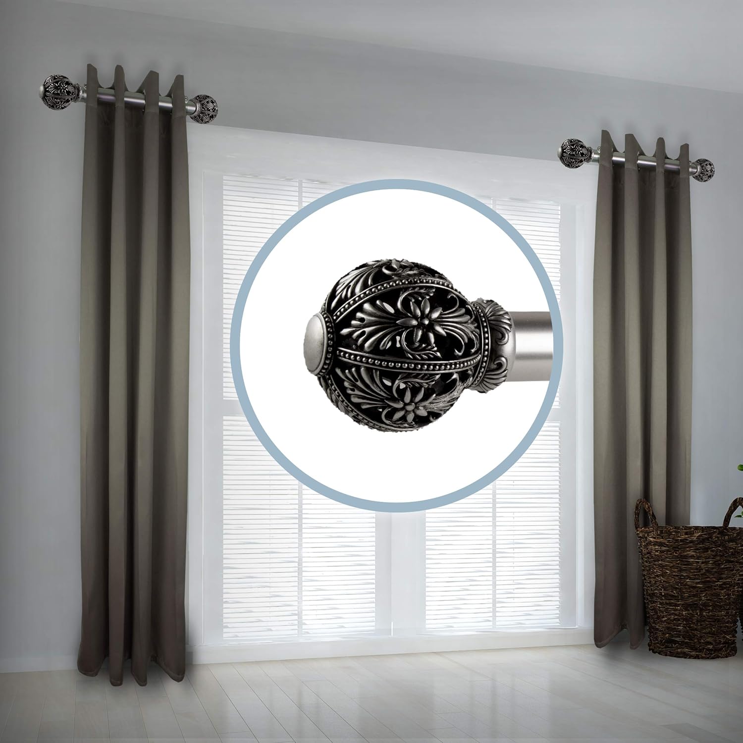 A&F Rod Decor Embroidery 1.5" Side Curtain Rod 1220 inch
