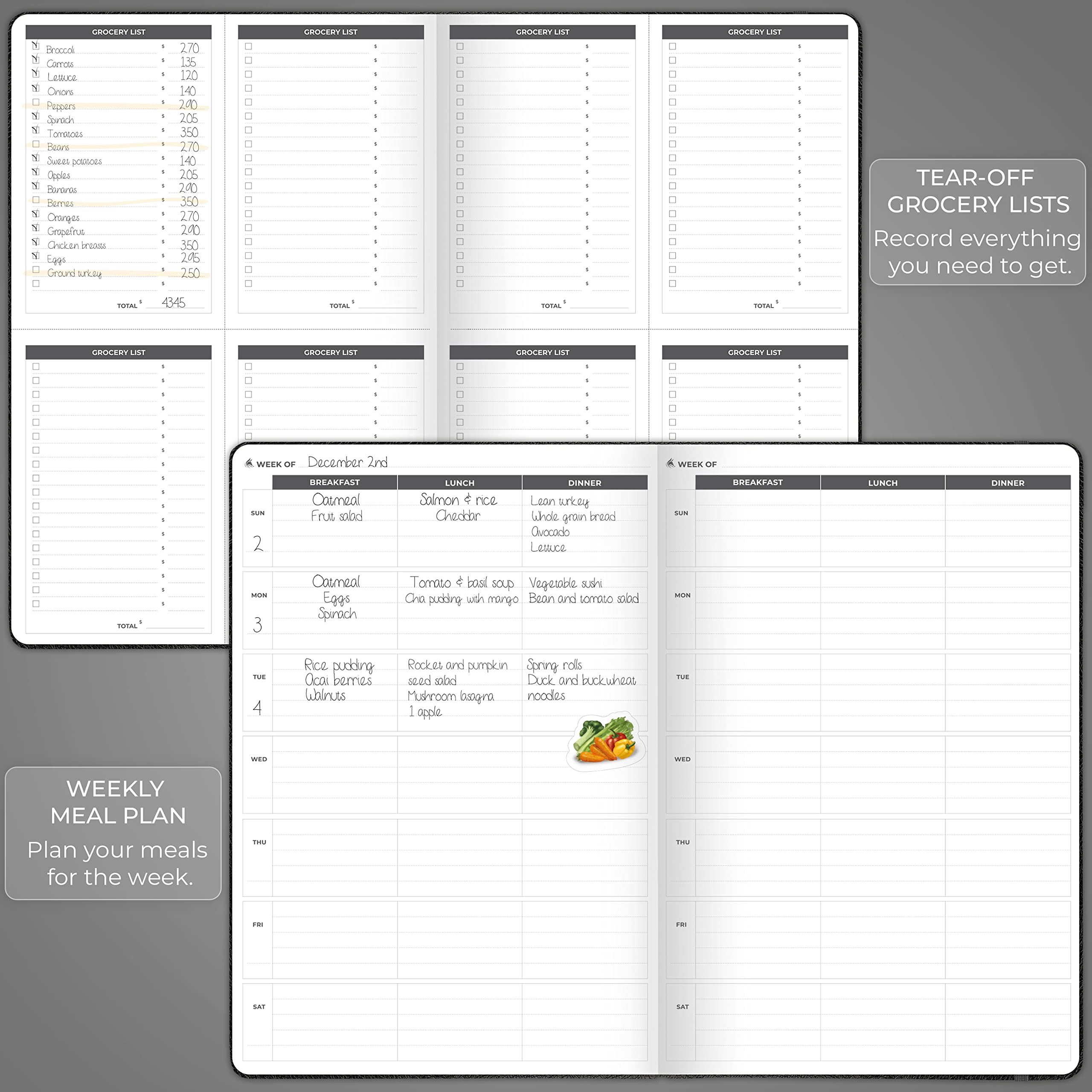 Clever Fox Fitness Journal PRO - Planificador de entrenamiento y comidas con rastreador de hábitos, cuaderno de registro de ejercicios, planificador de fitness, 6 meses (negro)