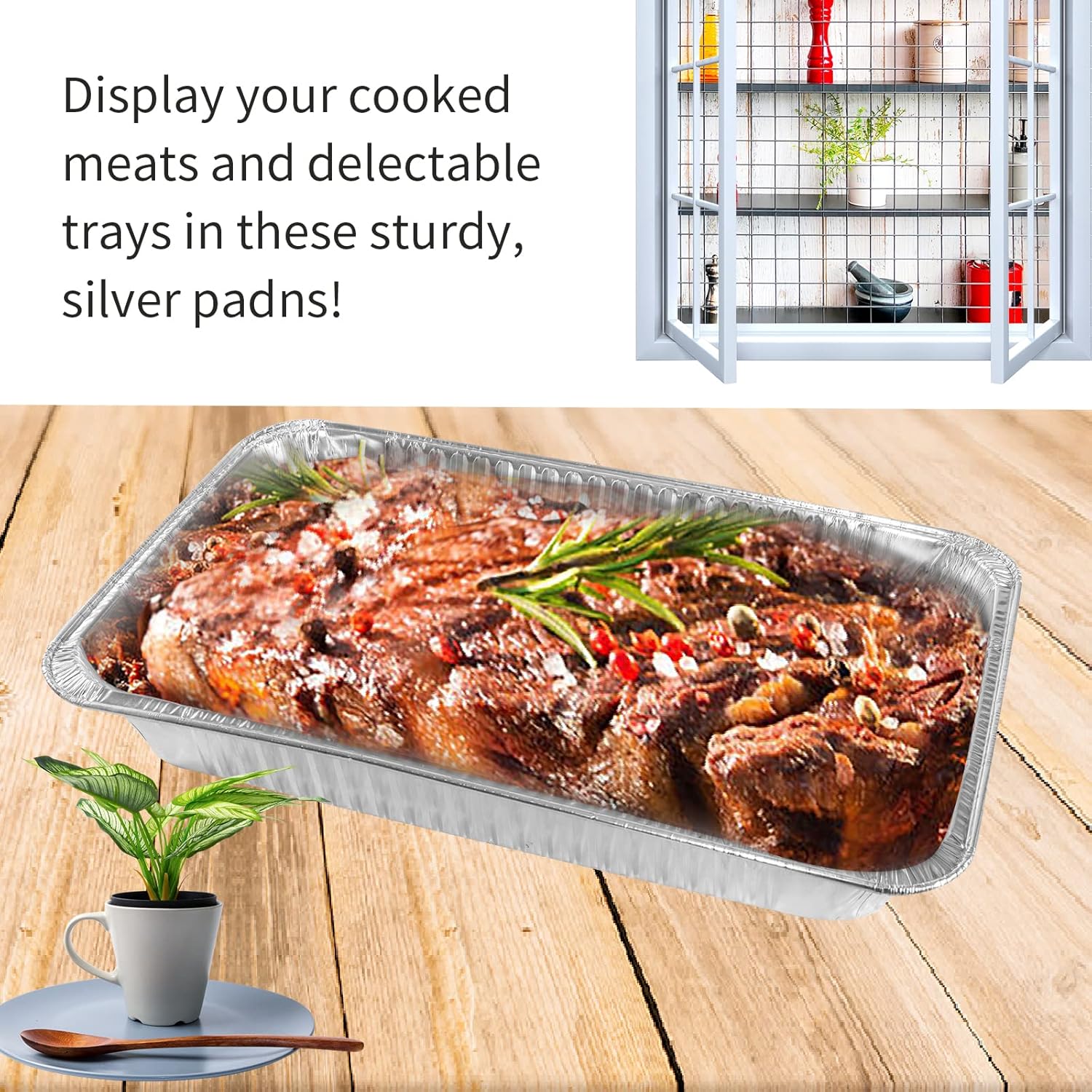 Disposable Aluminum Foil Pans 21 x 13 Full Size (20 Pack) Heavy-Duty, Rectangular Food Containers Great for Baking, Cooking, Heating, BBQ, Storing, Prepping Food