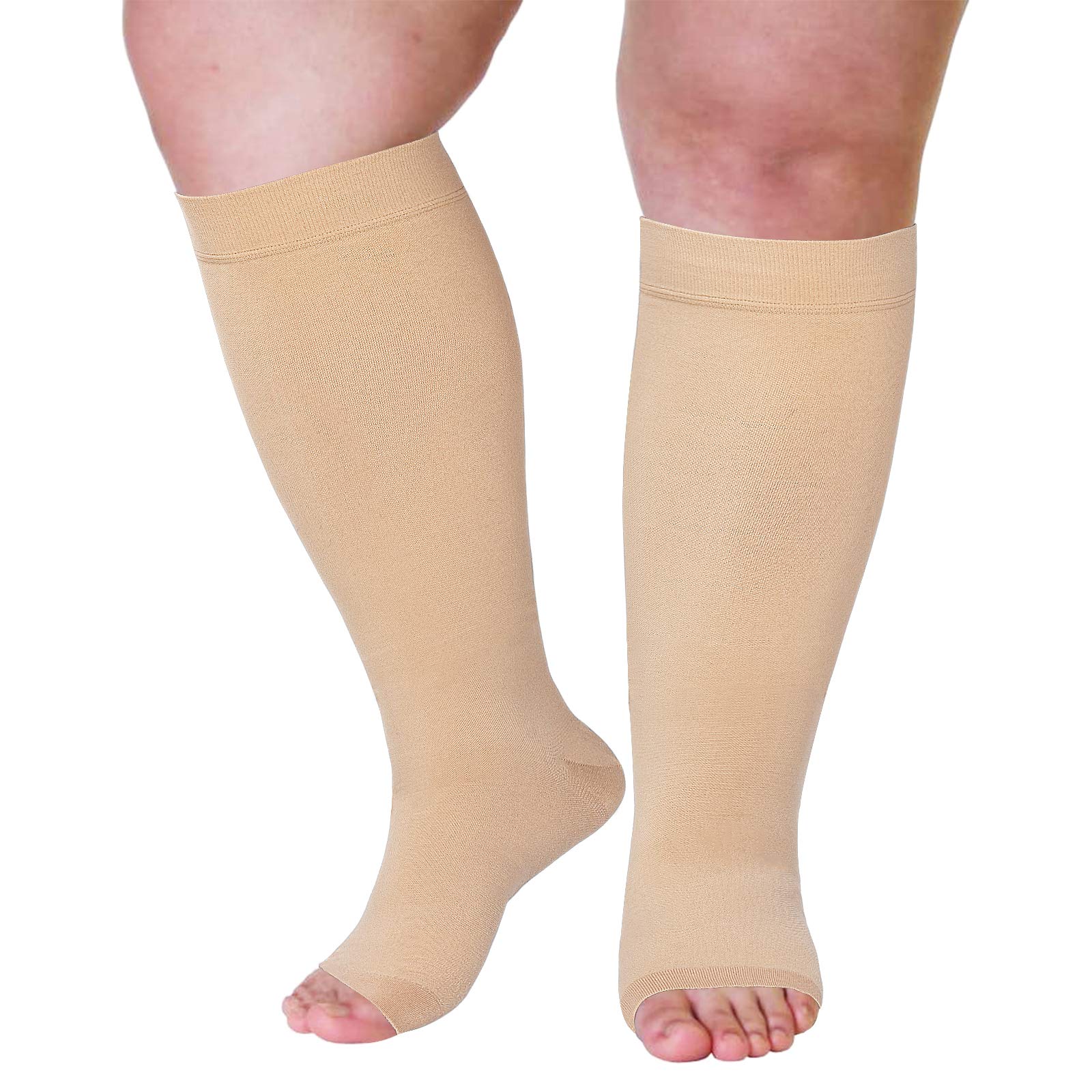 BlahheyExtra Wide Calf Compression Socks Toeless for WomenMen 20-30mmHg Plus Size