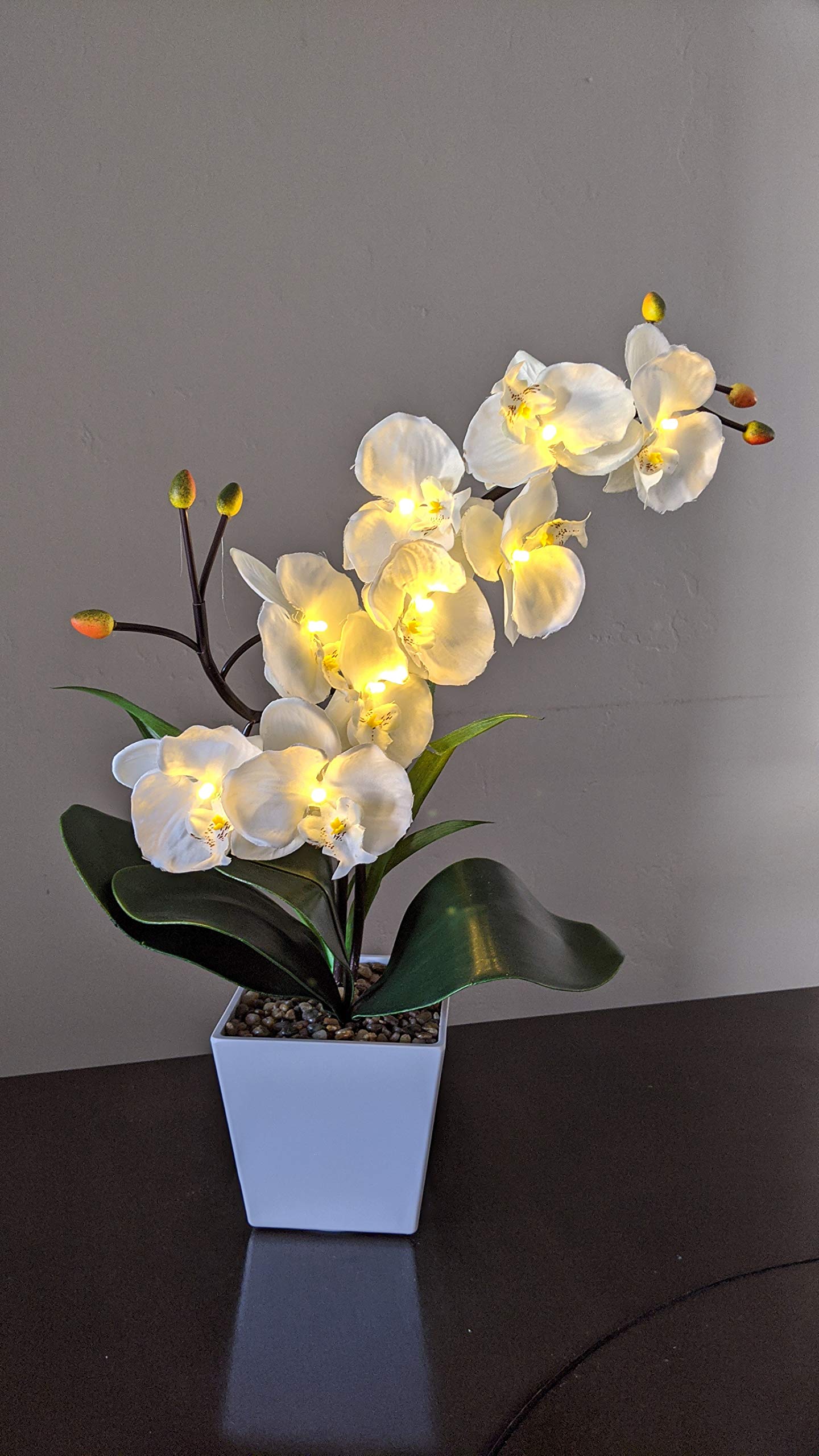 Knstliche Orchidee mit Timer, batteriebetrieben mit 9 Lichtern (wei) :  Amazon.de: Kche, Haushalt & Wohnen