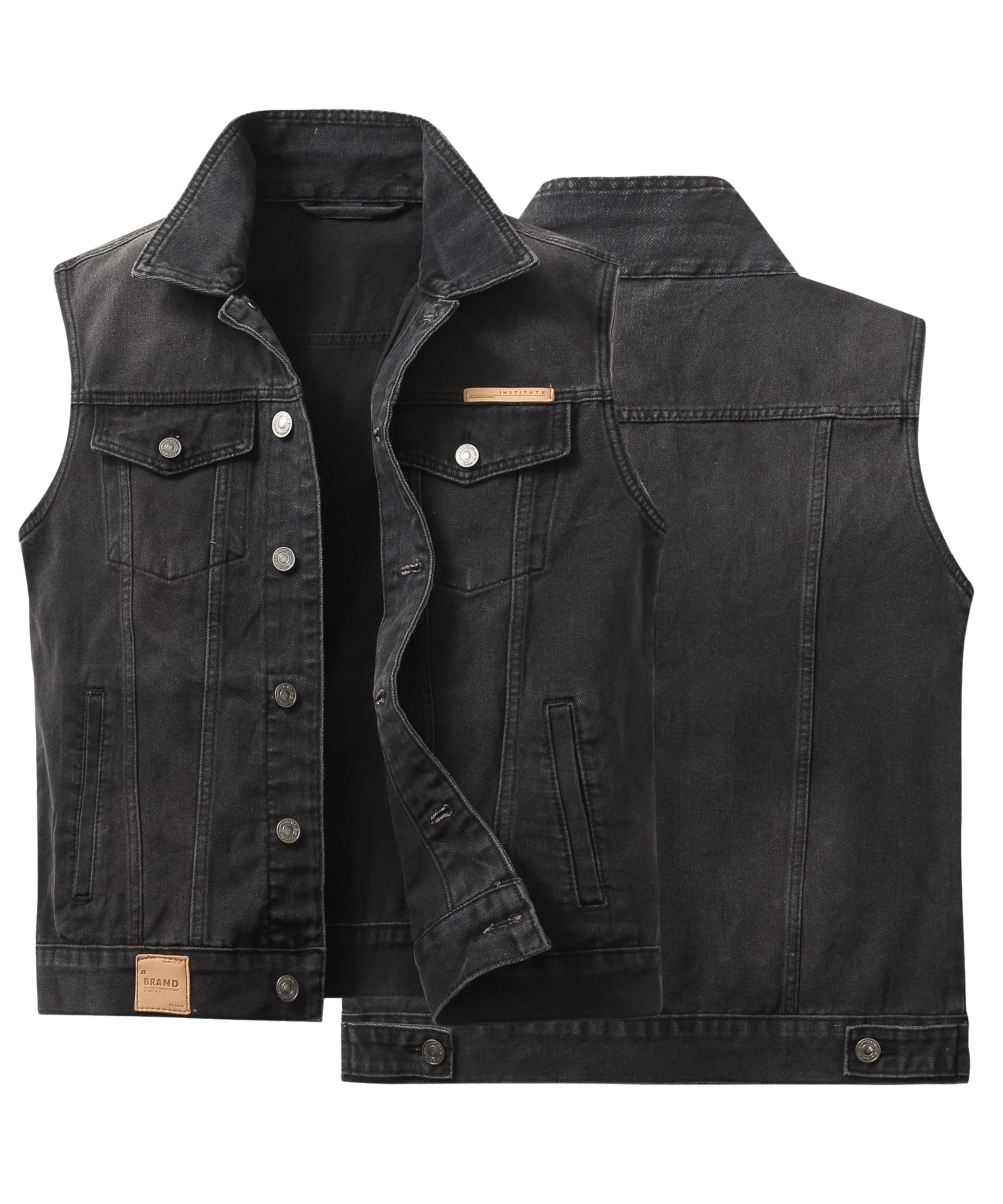Gilet en Jeans pour Homme Vintage Denim Veste Classique Moto Gilet Décontractée Sans Manches en Jean Revers Denim Gilets
