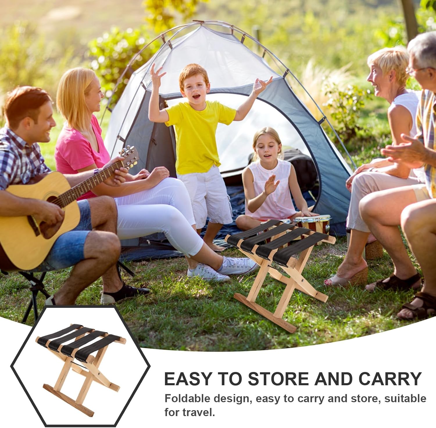Portable Folding Stool Foldable Chair Small Travel Stool with Carry Handle 28cm Height Lightweight Camping Fishing Outdoor Seating for Adults