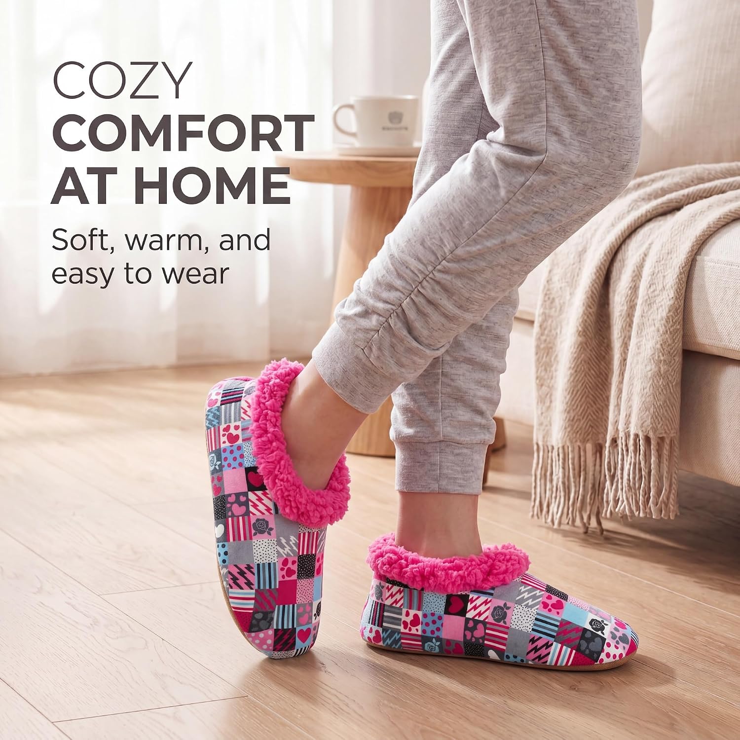 The Metluks Slippers for Women Indoor Soft Sole Fuzzy Sherpa Lined Warm Winter Slipper Socks with Non Slip Grippers