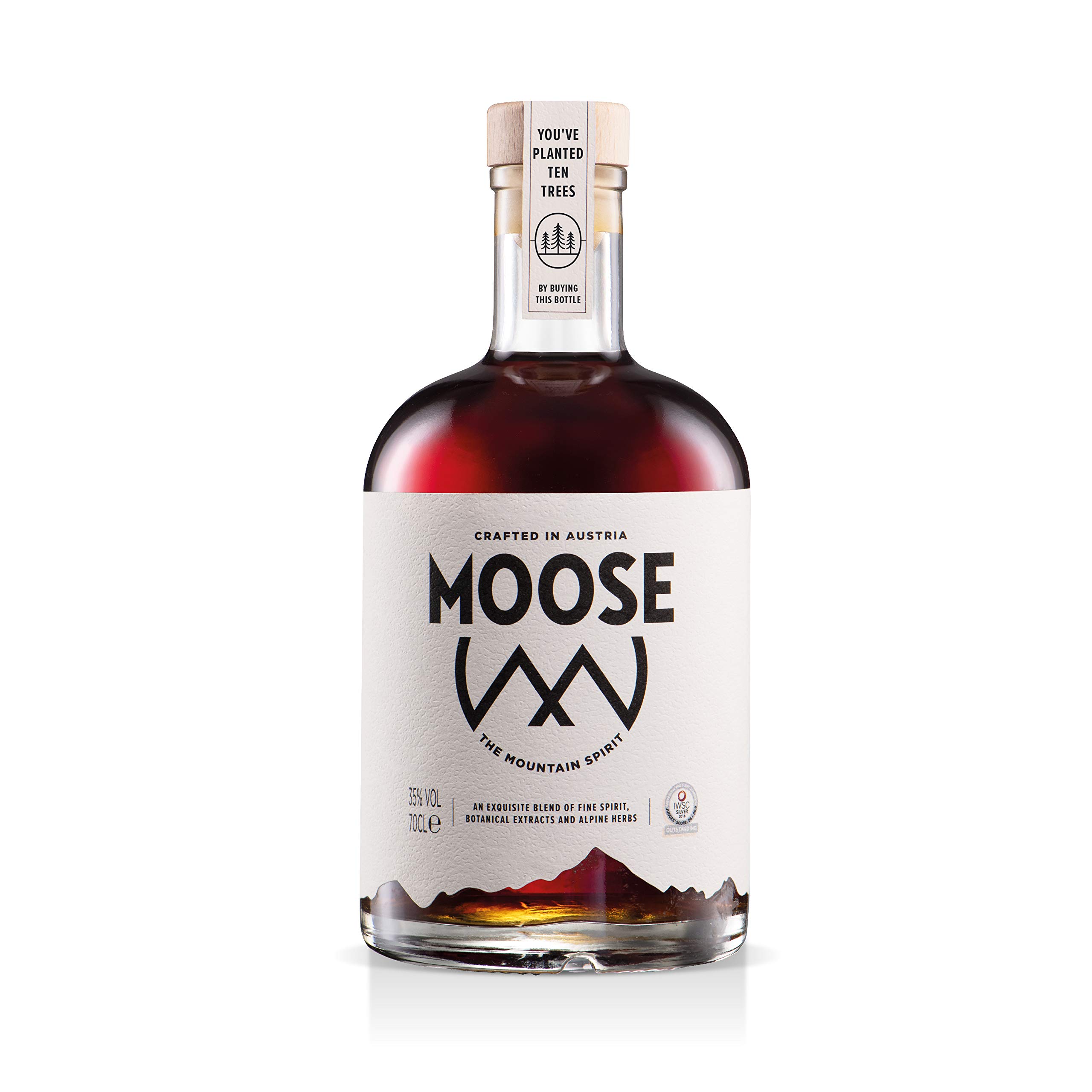 MOOSE The Alpine Spirit | Packed with fresh mountain botanicals | Naturally sweetened with maple syrup | Great in cocktails | Vegan friendly | Outstanding silver award IWSC 2018 & 2020