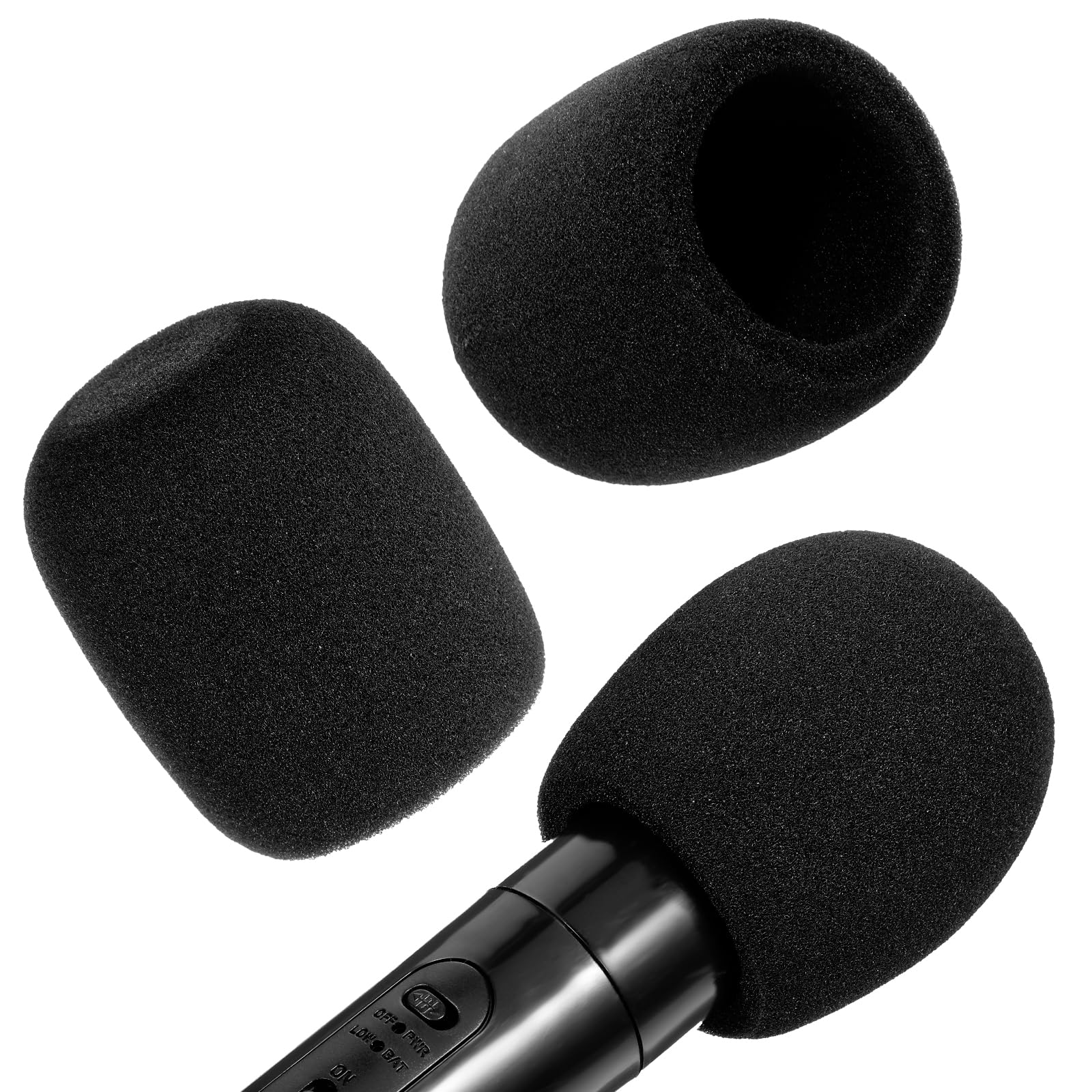 Microphone Cover, 2PCS Foam Mic Covers Black Microphone Windscreen Pop Filter Covers Microphones Accessories for Most Standard Handheld Microphones