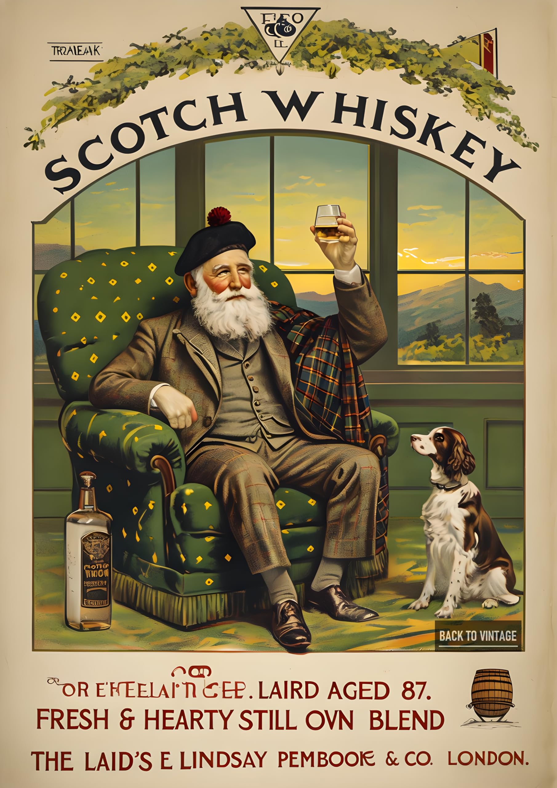 Old Scotch Whiskey Travel Poster - A4 Wall Art, Wanderlust Print, Inspirational World Map, Vintage City, Retro Poster, Home Decor for Living Room, Office, Gift Idea for Travel Lovers