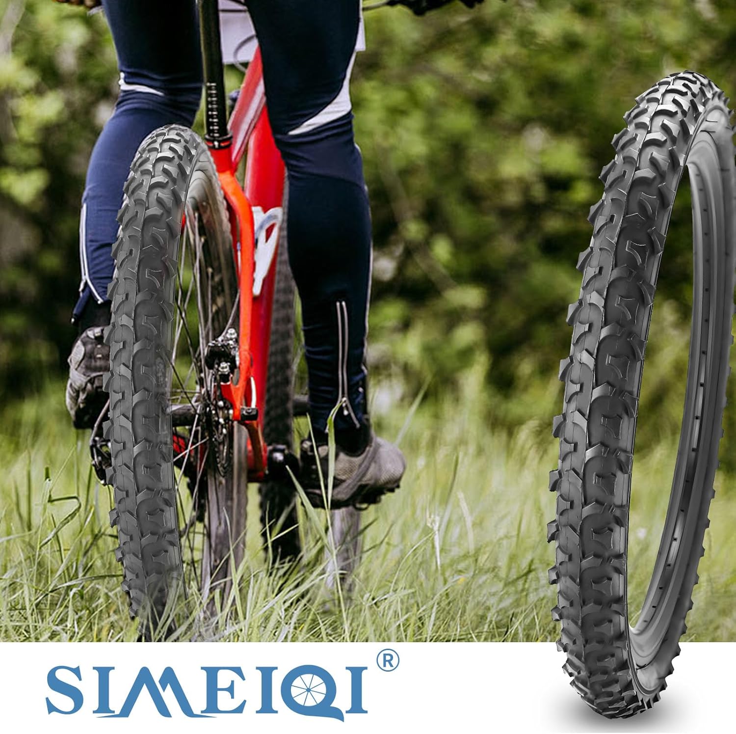SIMEIQI 2 Pack Bike Tires and Tubes 16”/18“/20"/26" x2.125“ Inch Replacement Foldable Bike Tires Off Road Compatible with 16/18/20x1.95/2.0/2.1/2.125 for Mountain Trail Hybrid Bicycles