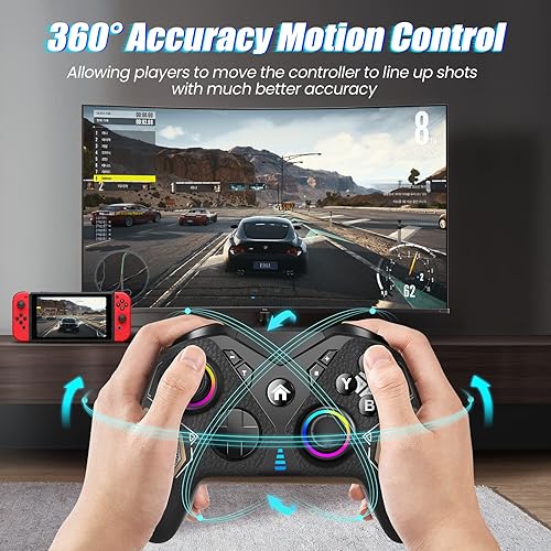 Miniatura 6 de Hollabudz Controlador de interruptor para Nintendo Switch LiteSwitch OLED controlador inalámbrico Switch Pro con luz RGB 4 teclas programables turbo