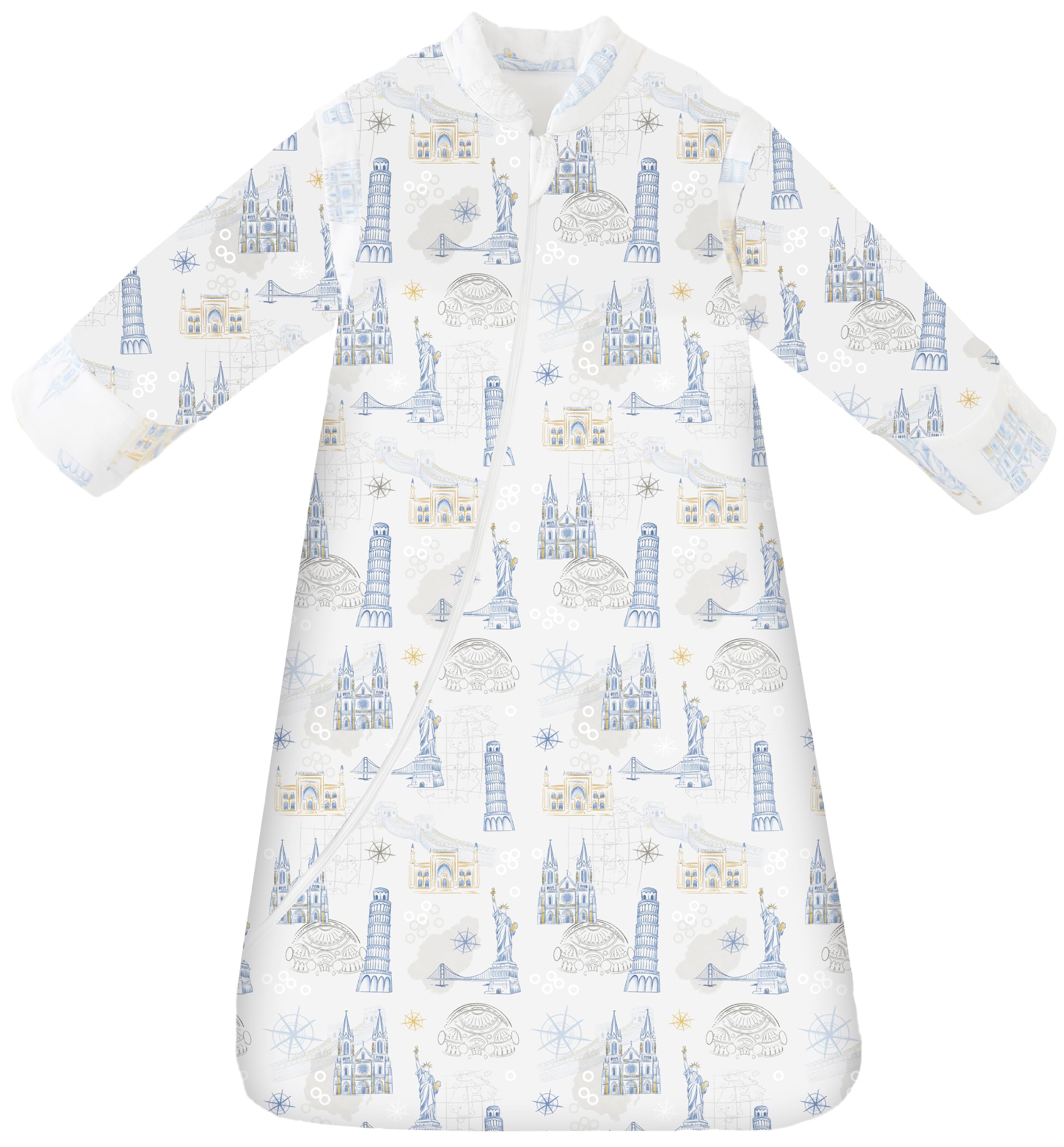 Chilsuessy Baby Sleeping Bag with Detachable Long Sleeves Wearable Blanket for Winter Toddler Sleeping Bag Kids Sleeping Sack for Infant Toddler, Blue/3.5 Tog, 2-4 Years