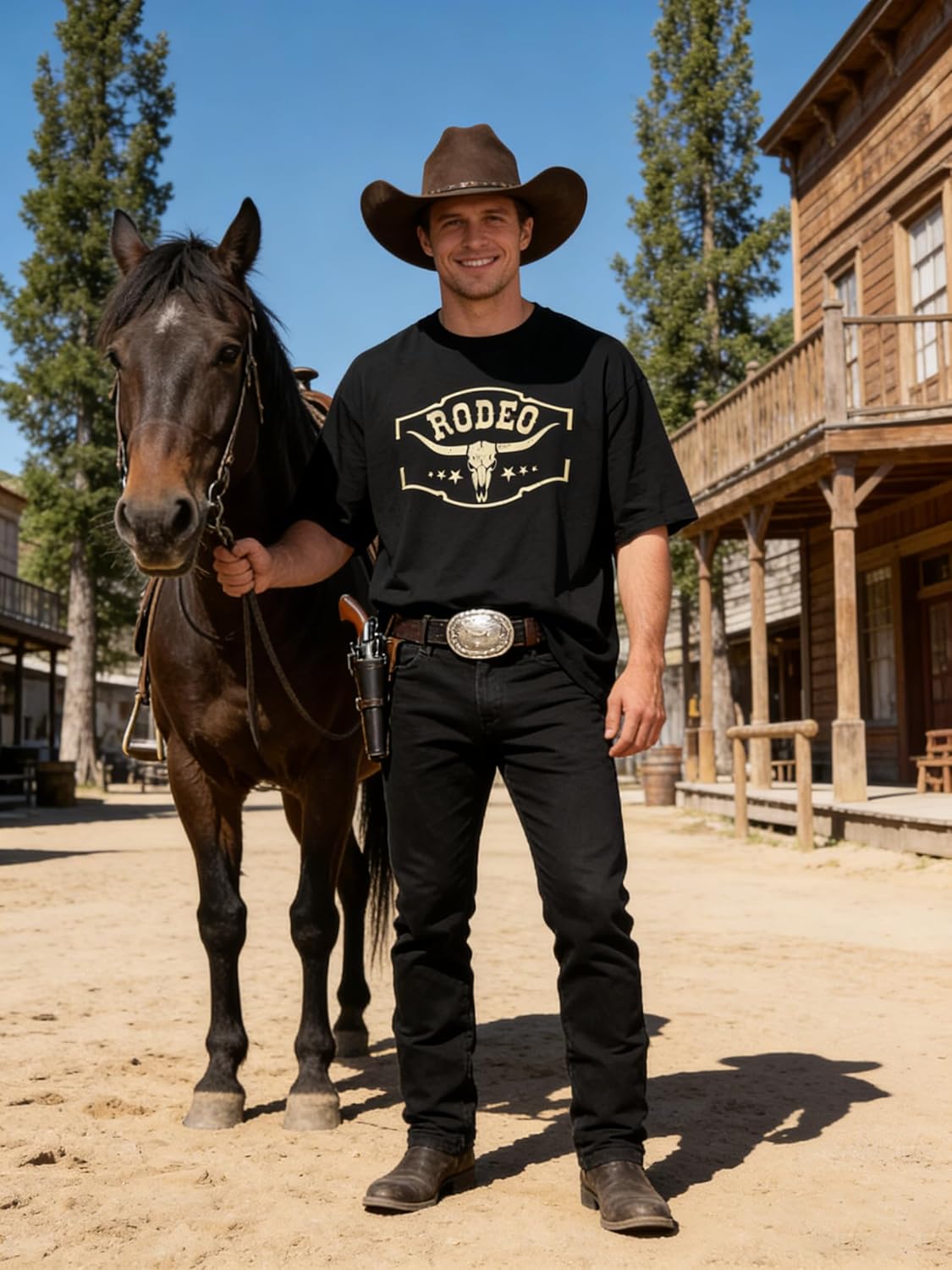 Western Cowboy Rodeo Shirts: Mens Vintage Cow Skull Graphic Tees Boho Country Concert Music T-Shirts - Image 5