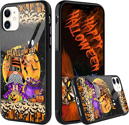 Fundas de teléfono de noche de Halloween, gnomo espeluznante de calabaza, murciélagos de calabaza, compatibles con iPhone 15 14 13 12 11 Pro Max XR