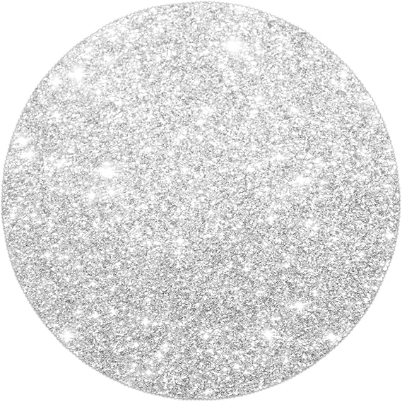 6 PCS Silver Sparkle Crushed Glitter Placemat Round Glam Decorative Table Mats